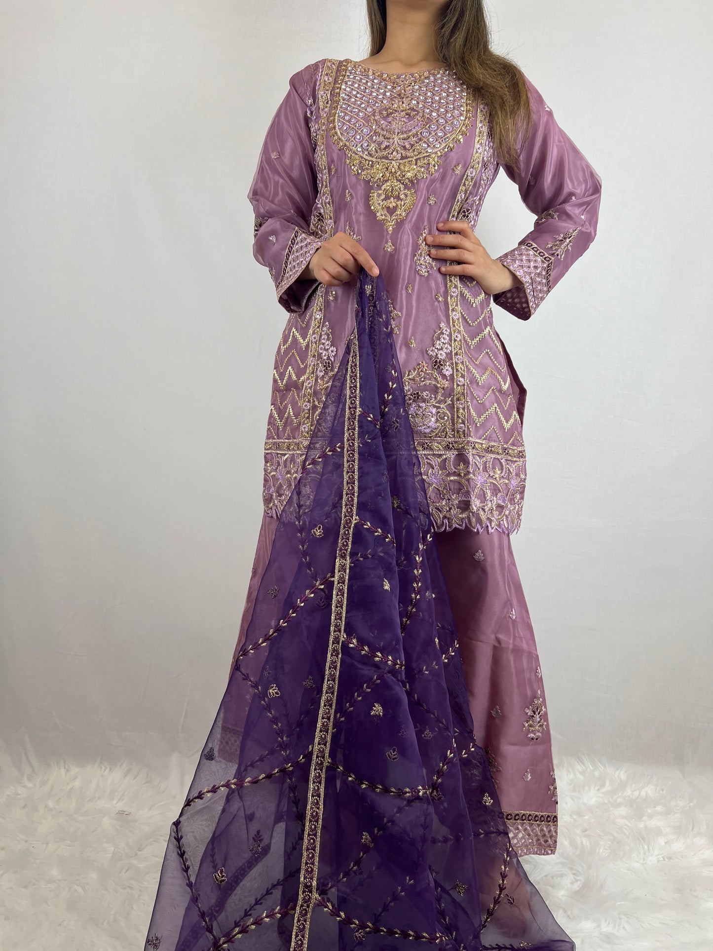 Purple & Aubergine Sharara Suit