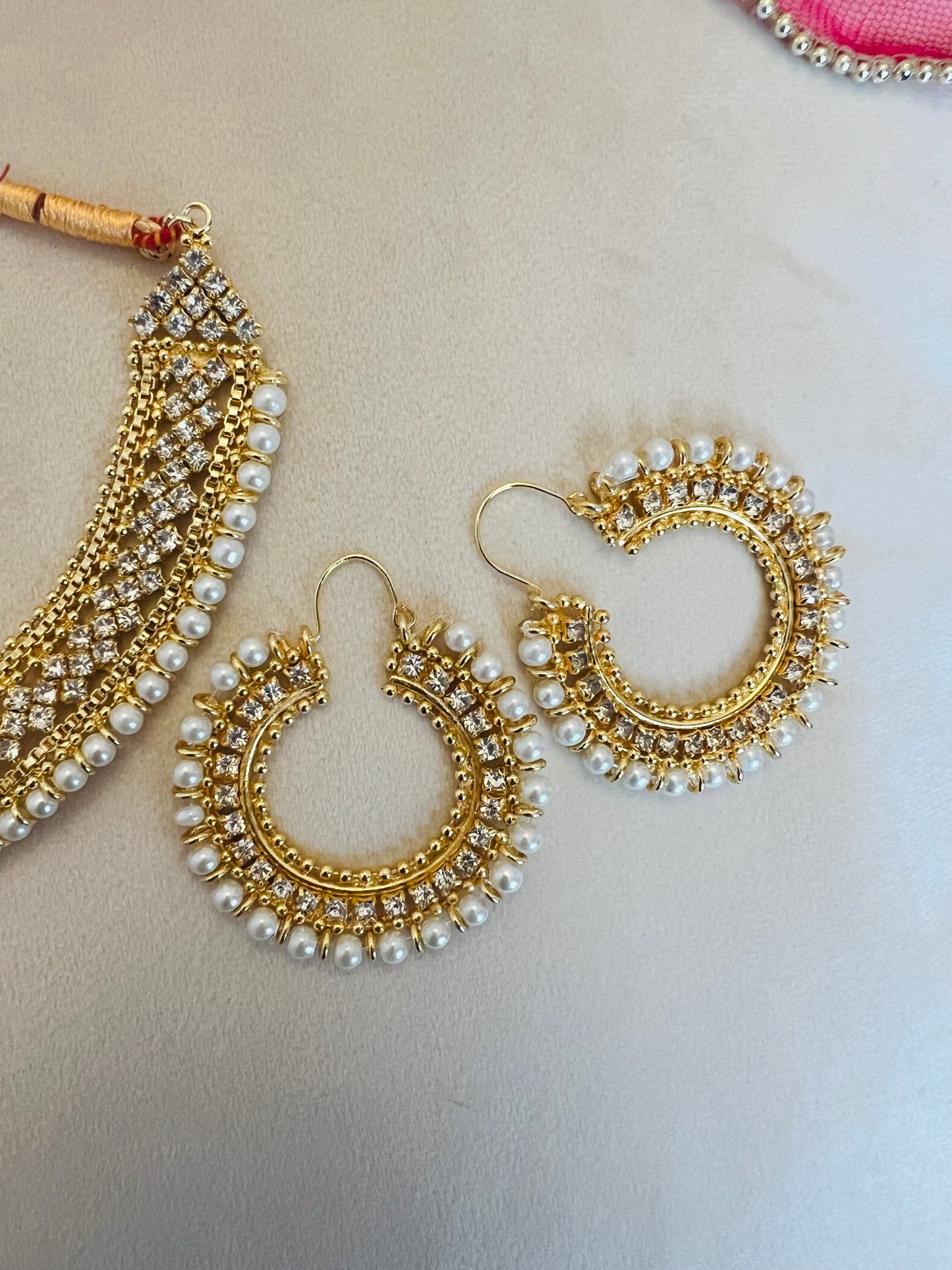 Gold & White Pearl Jewellery Set
