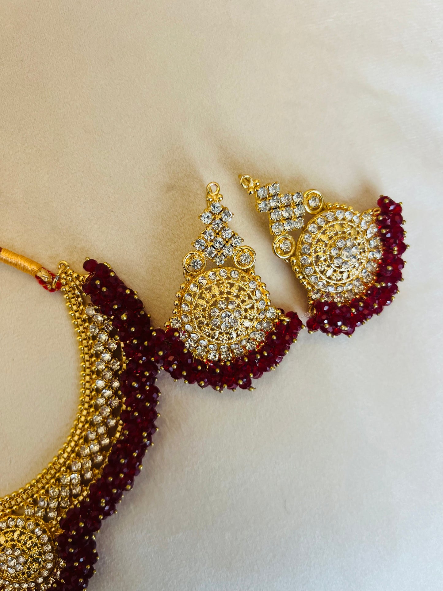Burgundy Red & Gold Jewellery Set