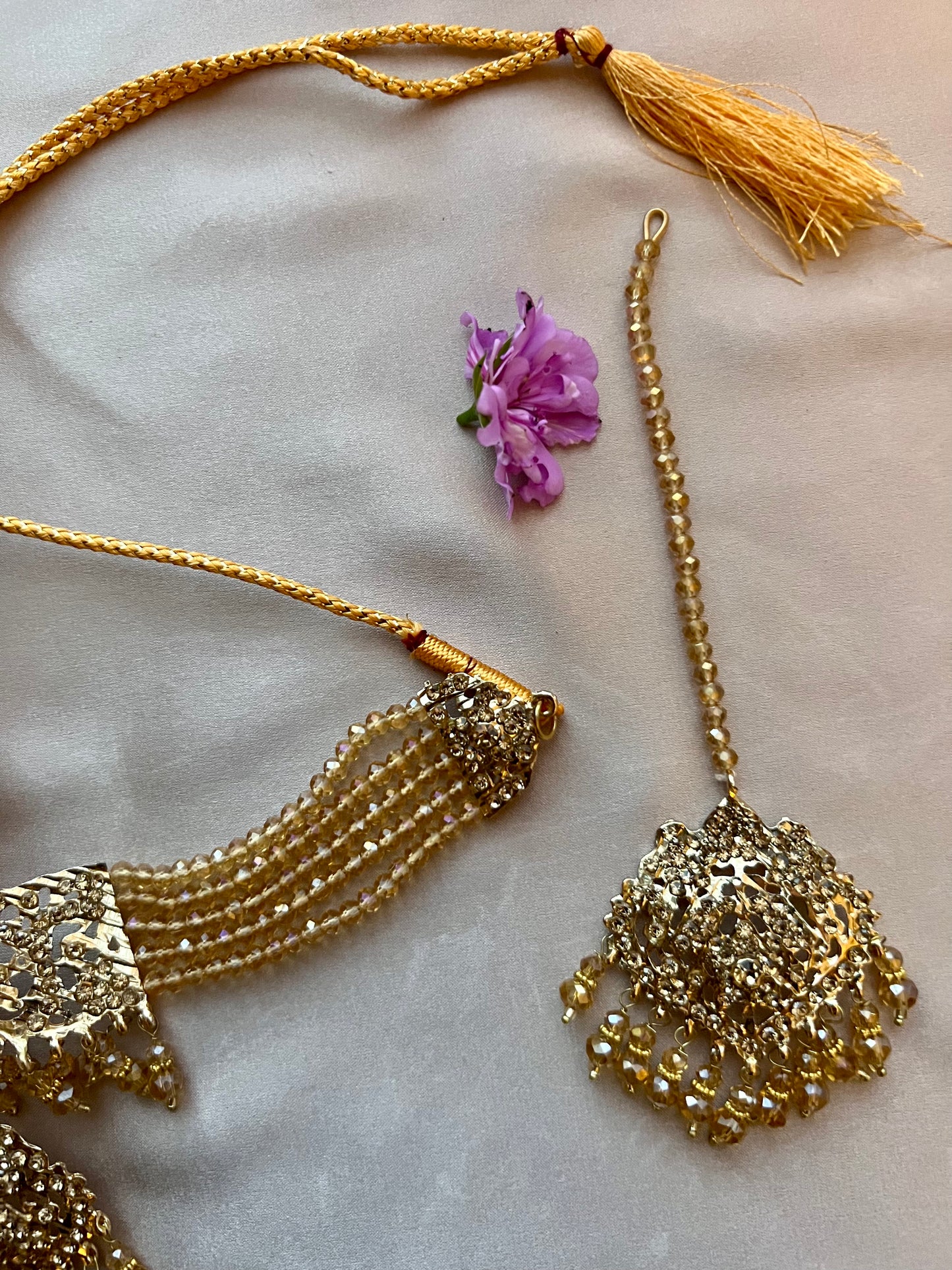 Gold Beaded Jewellery Set