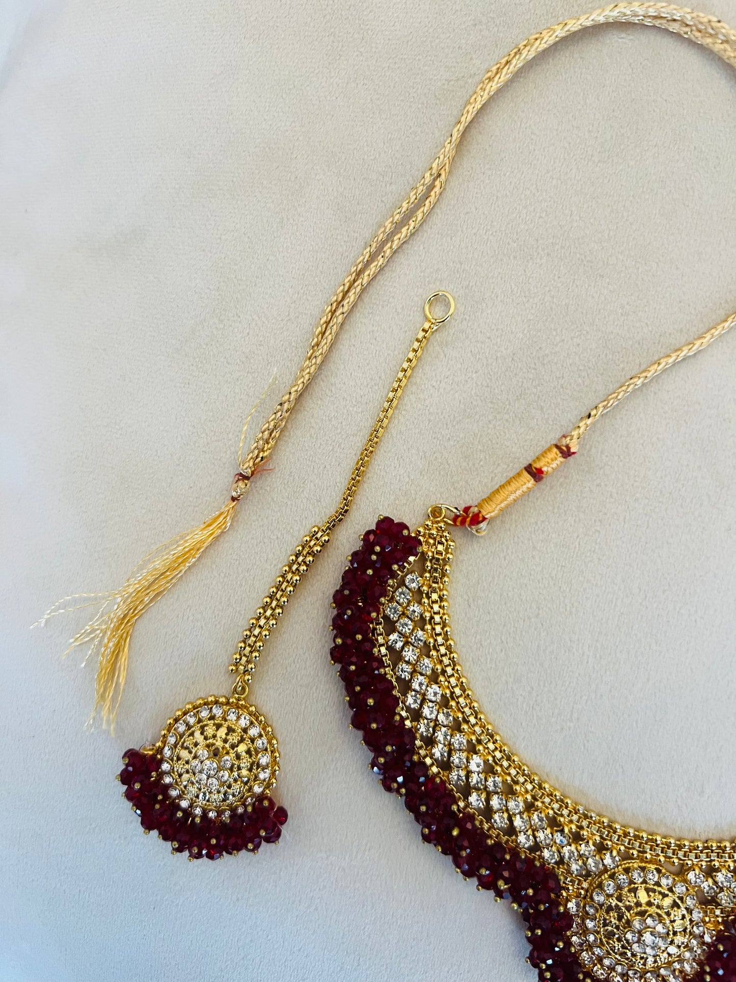 Burgundy Red & Gold Jewellery Set