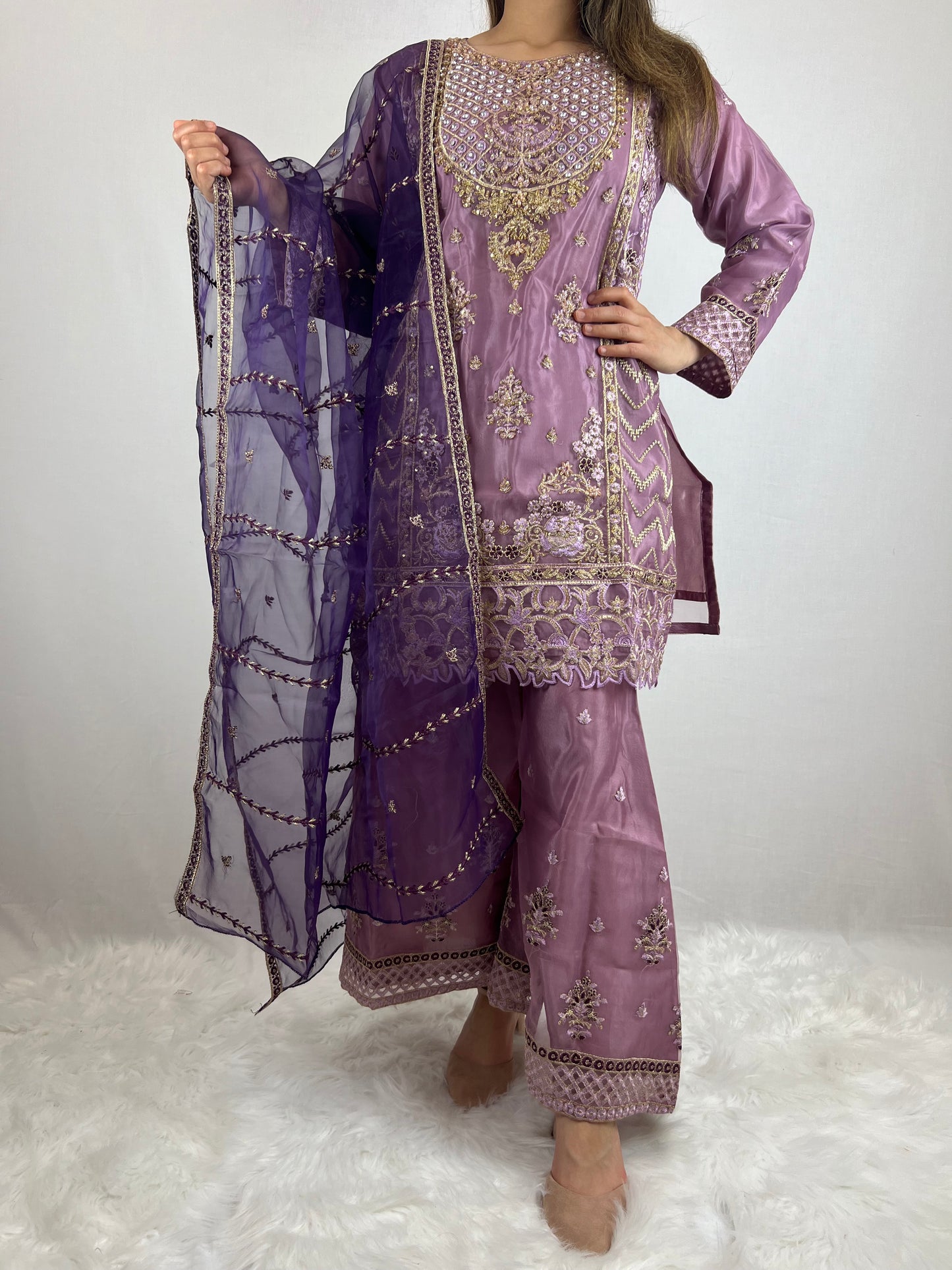Purple & Aubergine Sharara Suit