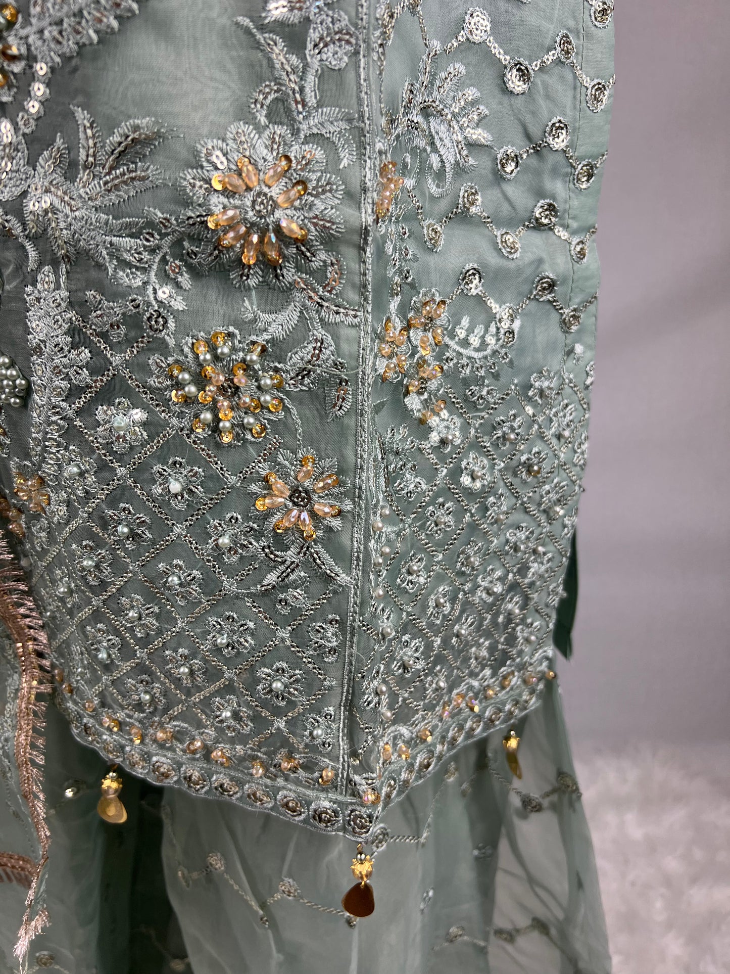 Sage Green Embroidered Sharara