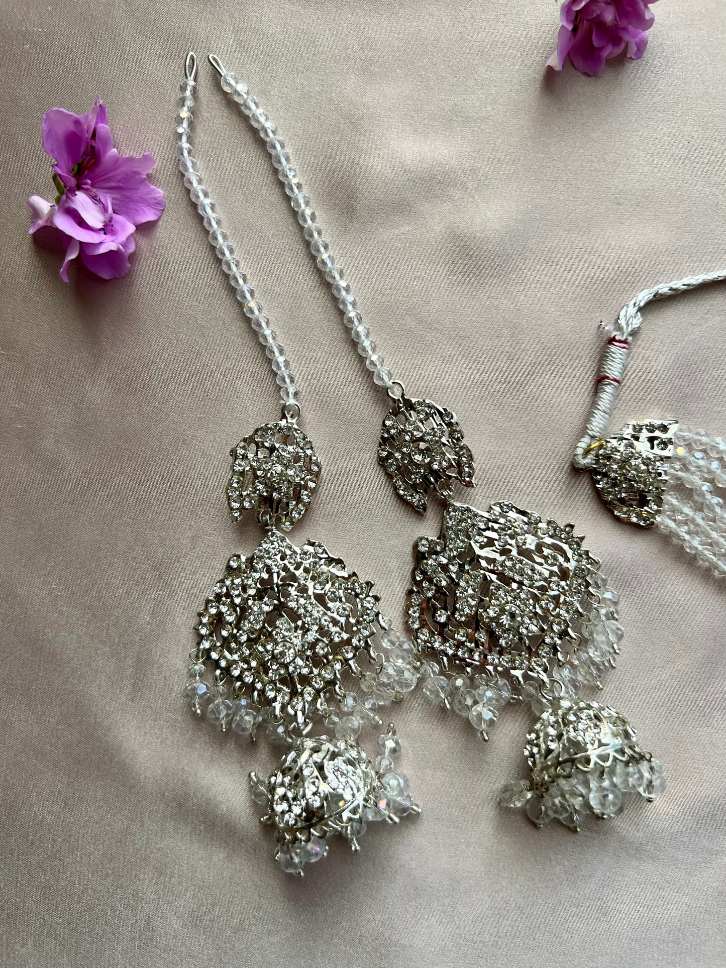 Silver & White Bead Jewellery Set