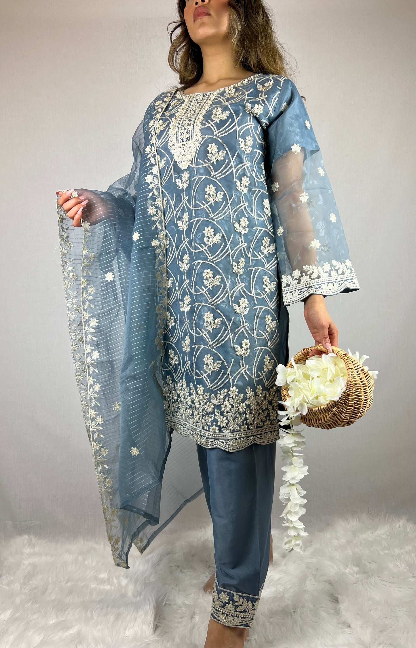 Steel Blue Salwar Kameez