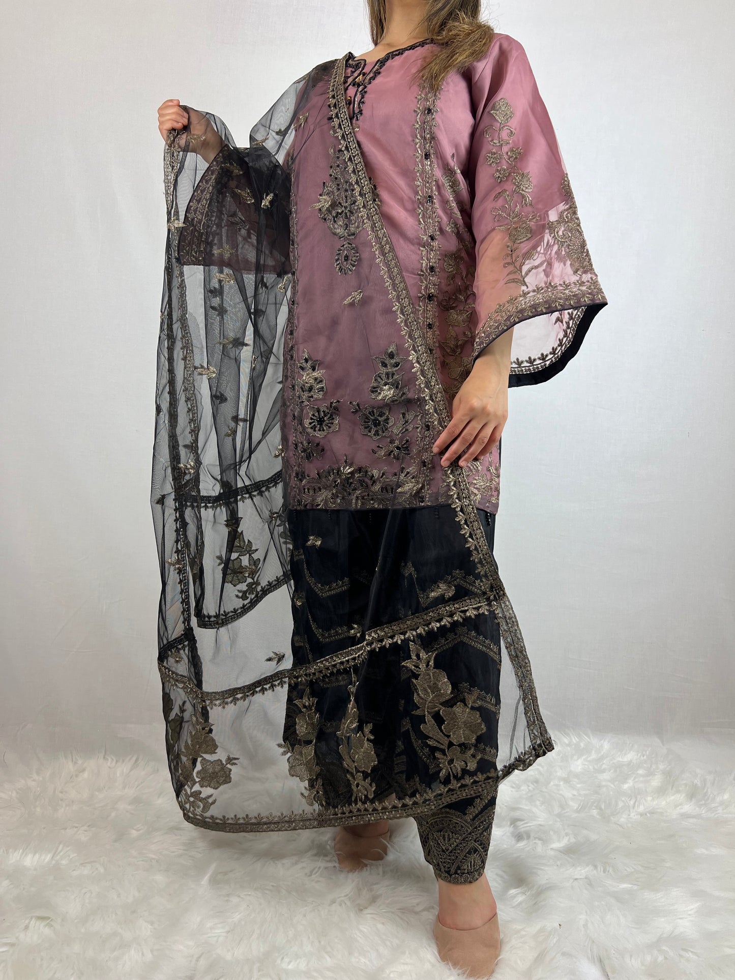 Dusky Purple & Black Zardorzi Suit