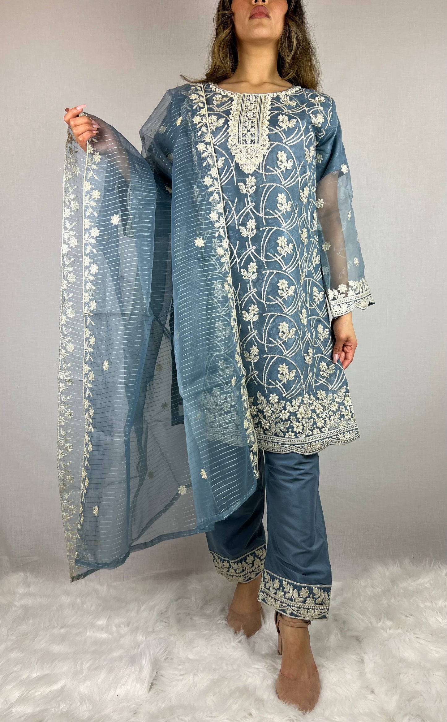 Steel Blue Salwar Kameez