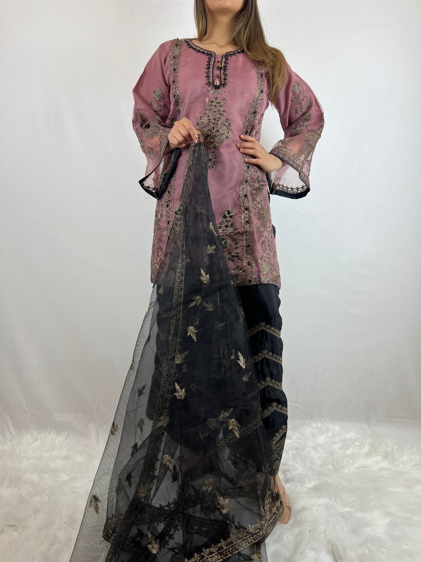 Dusky Purple & Black Zardorzi Suit