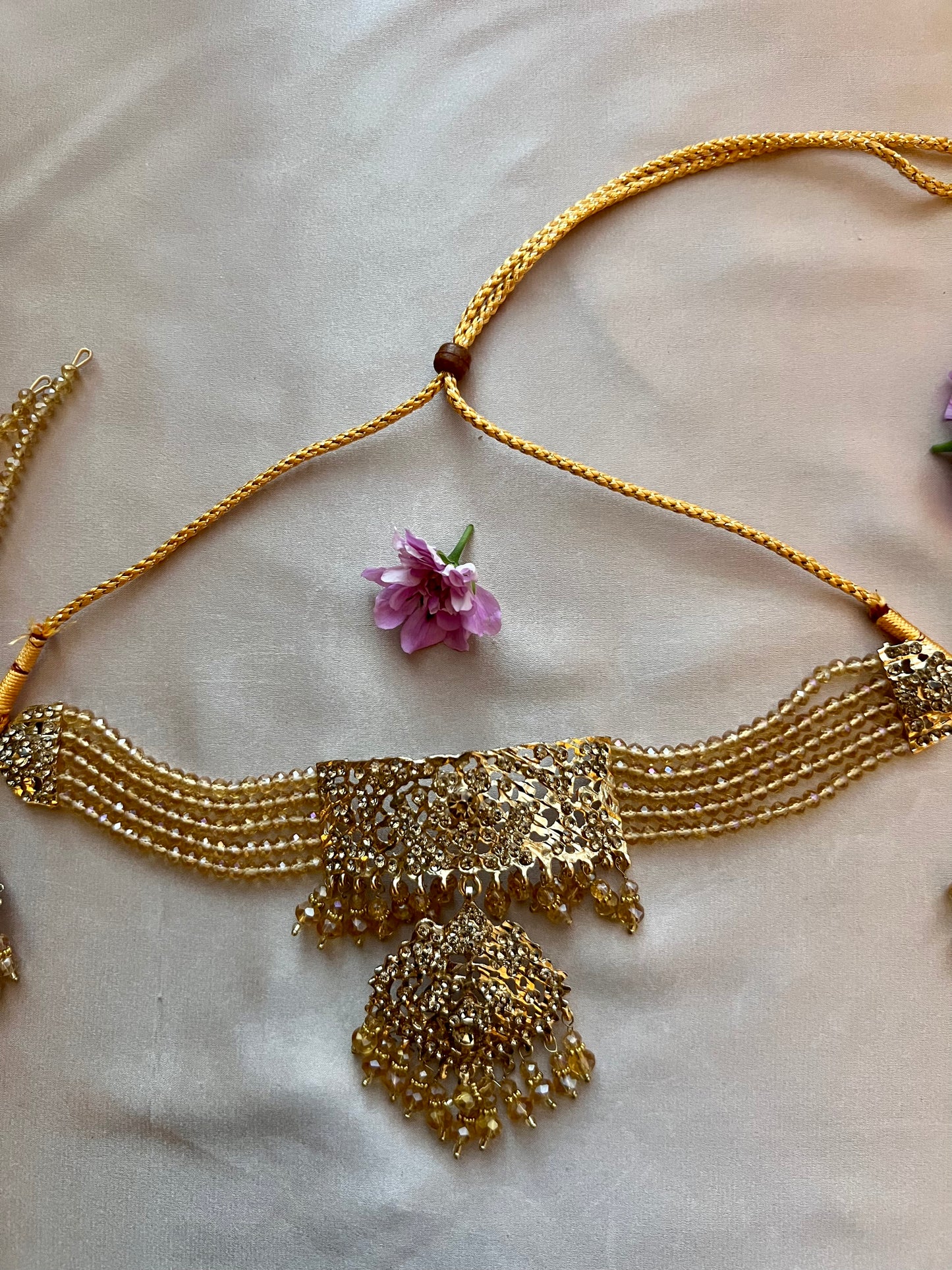 Gold Beaded Jewellery Set