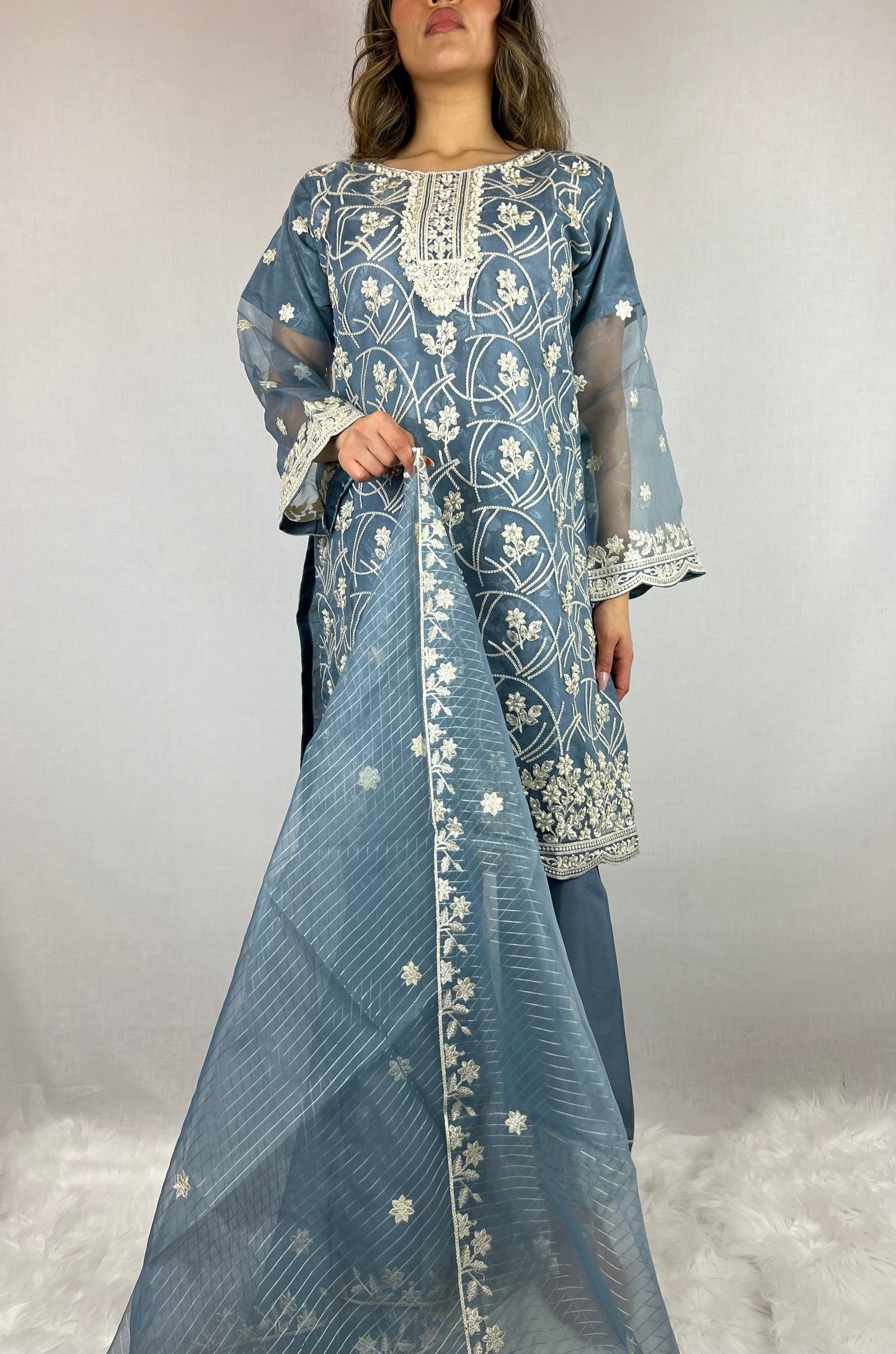 Steel Blue Salwar Kameez