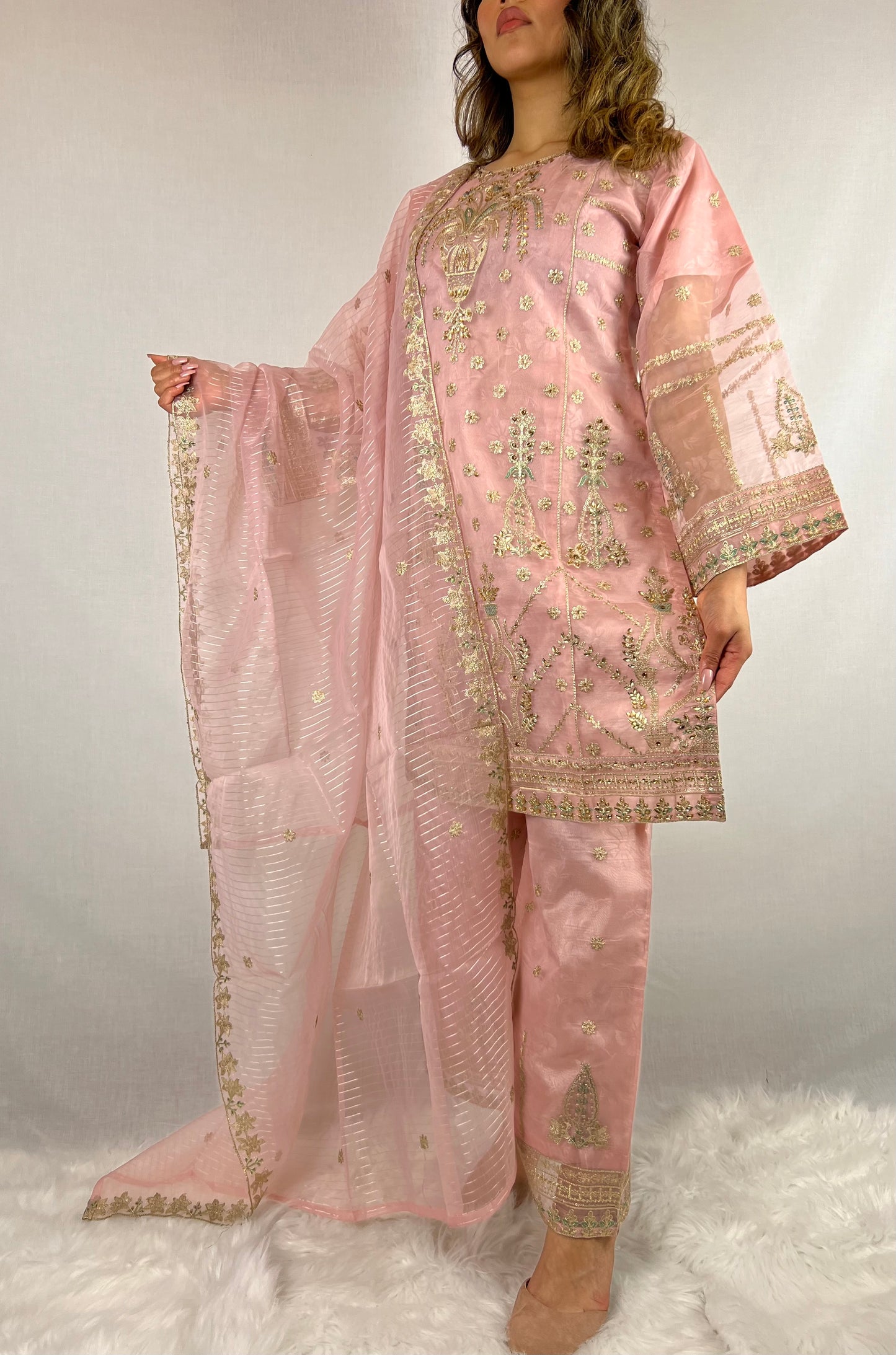 Baby Pink Palazzo Suit