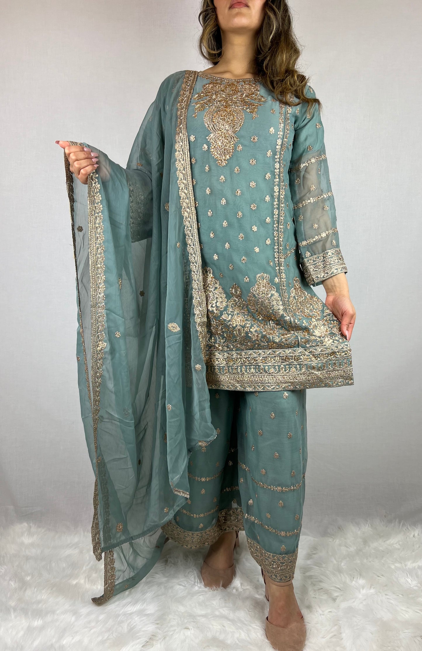 Sapphire Blue Palazzo Suit
