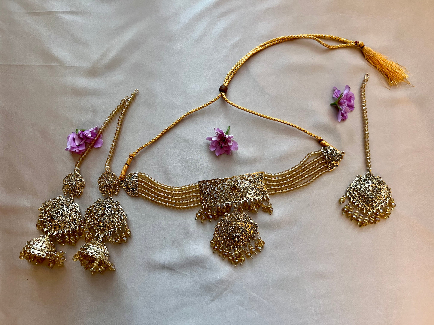 Gold Beaded Jewellery Set