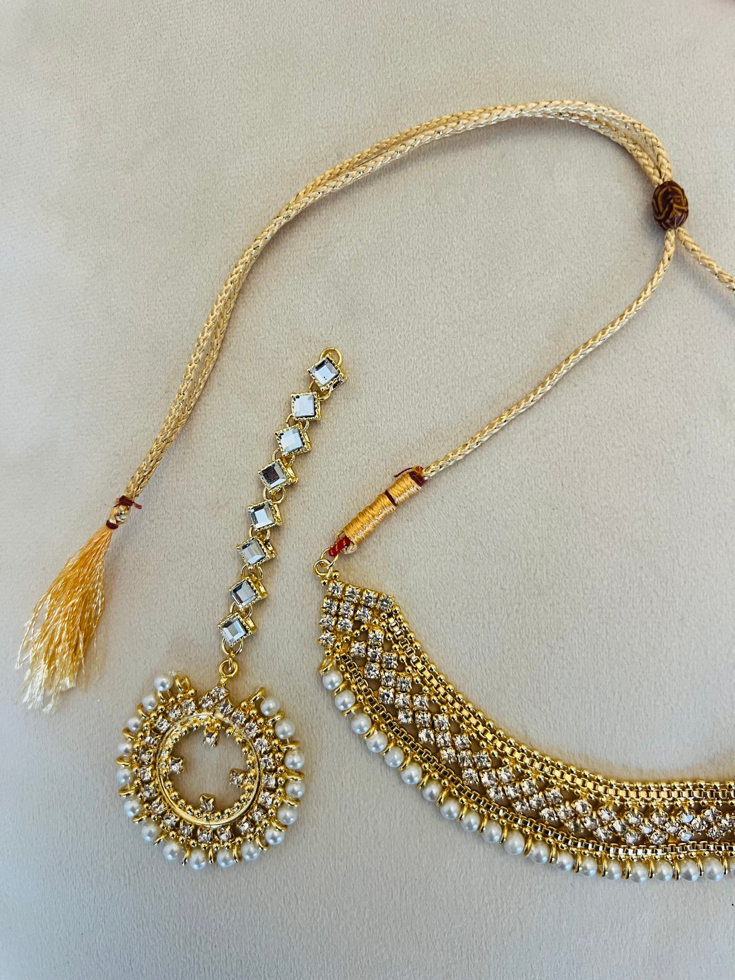 Gold & White Pearl Jewellery Set