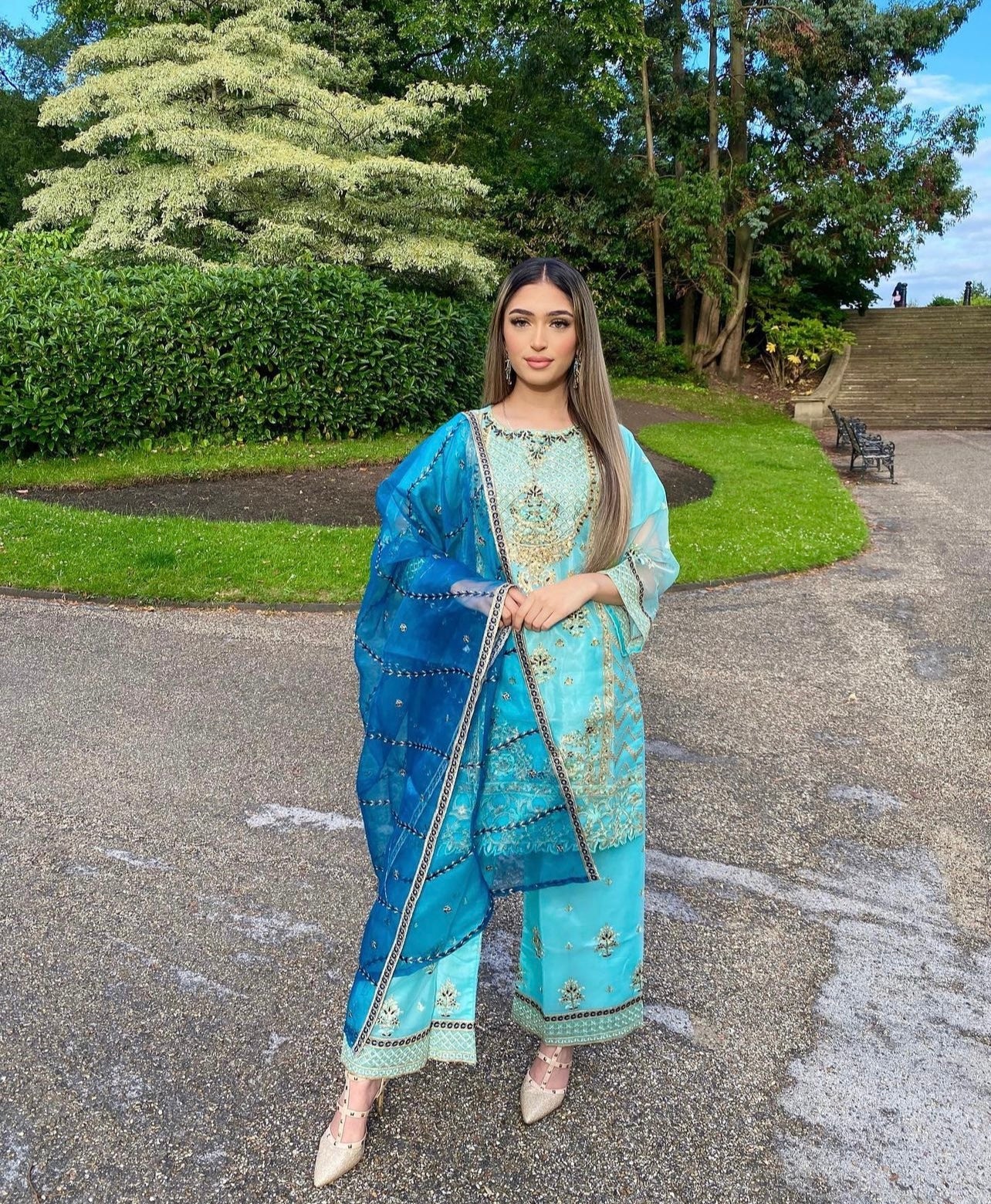 Sky Blue Sharara Suit