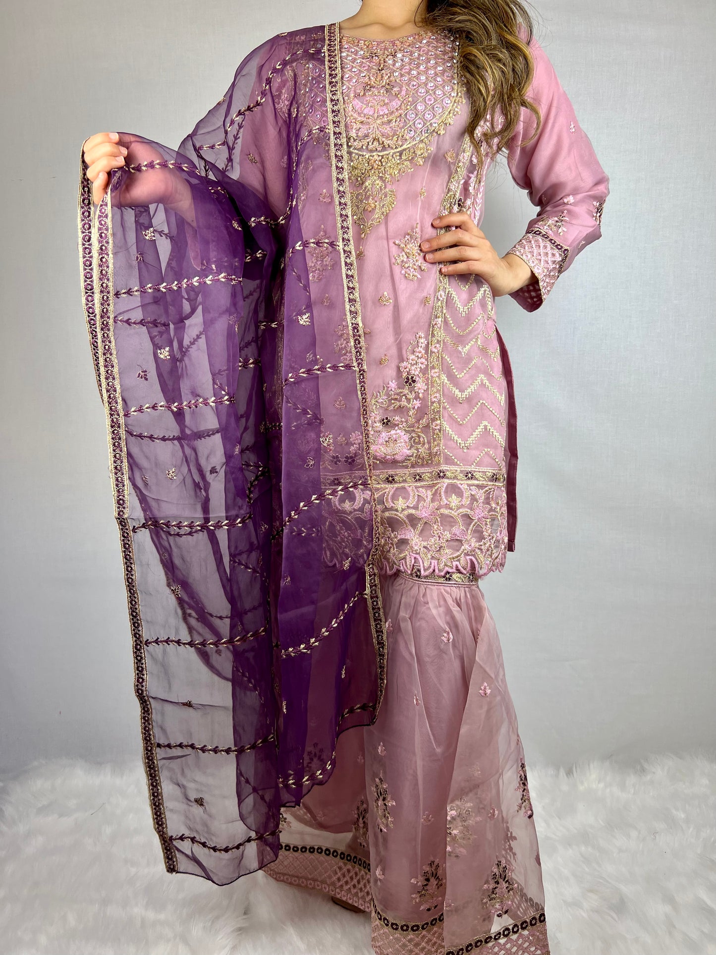 Pink & Purple Sharara Suit