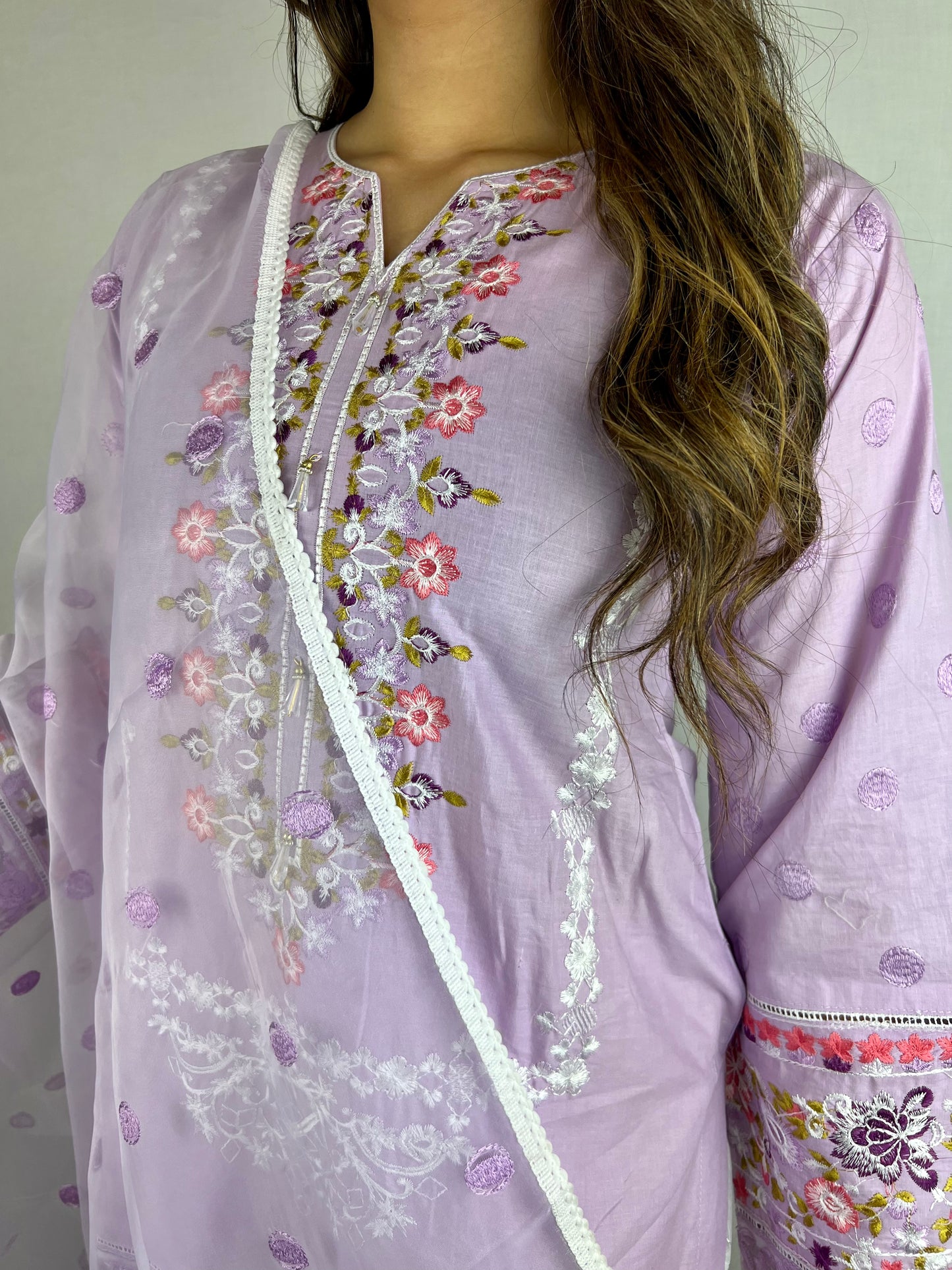 Pastel Purple Summer Salwar Suit with Wide Pants