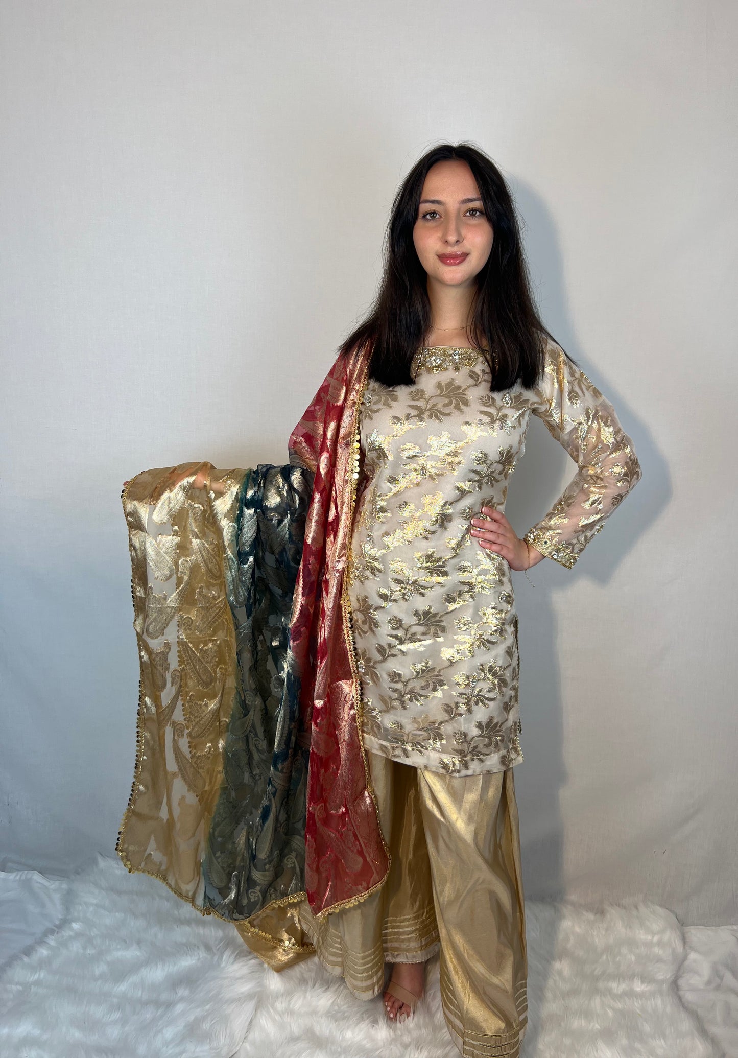 Gold & Multicoloured Sharara
