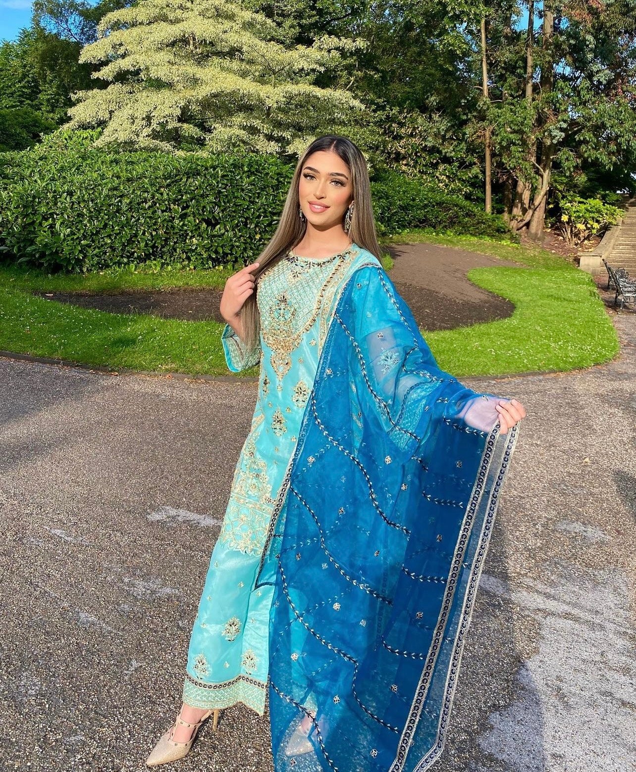 Sky Blue Sharara Suit