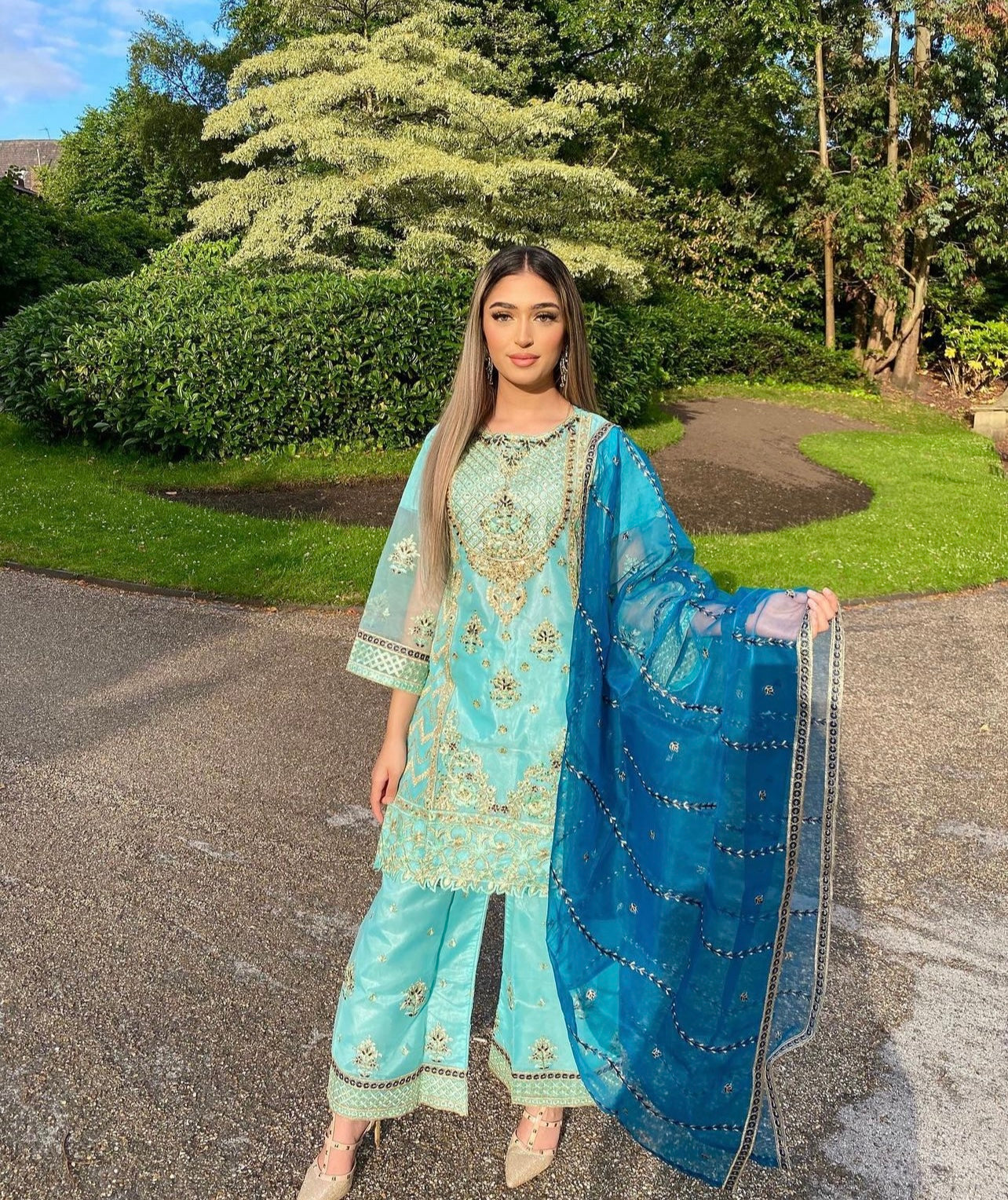 Sky Blue Sharara Suit