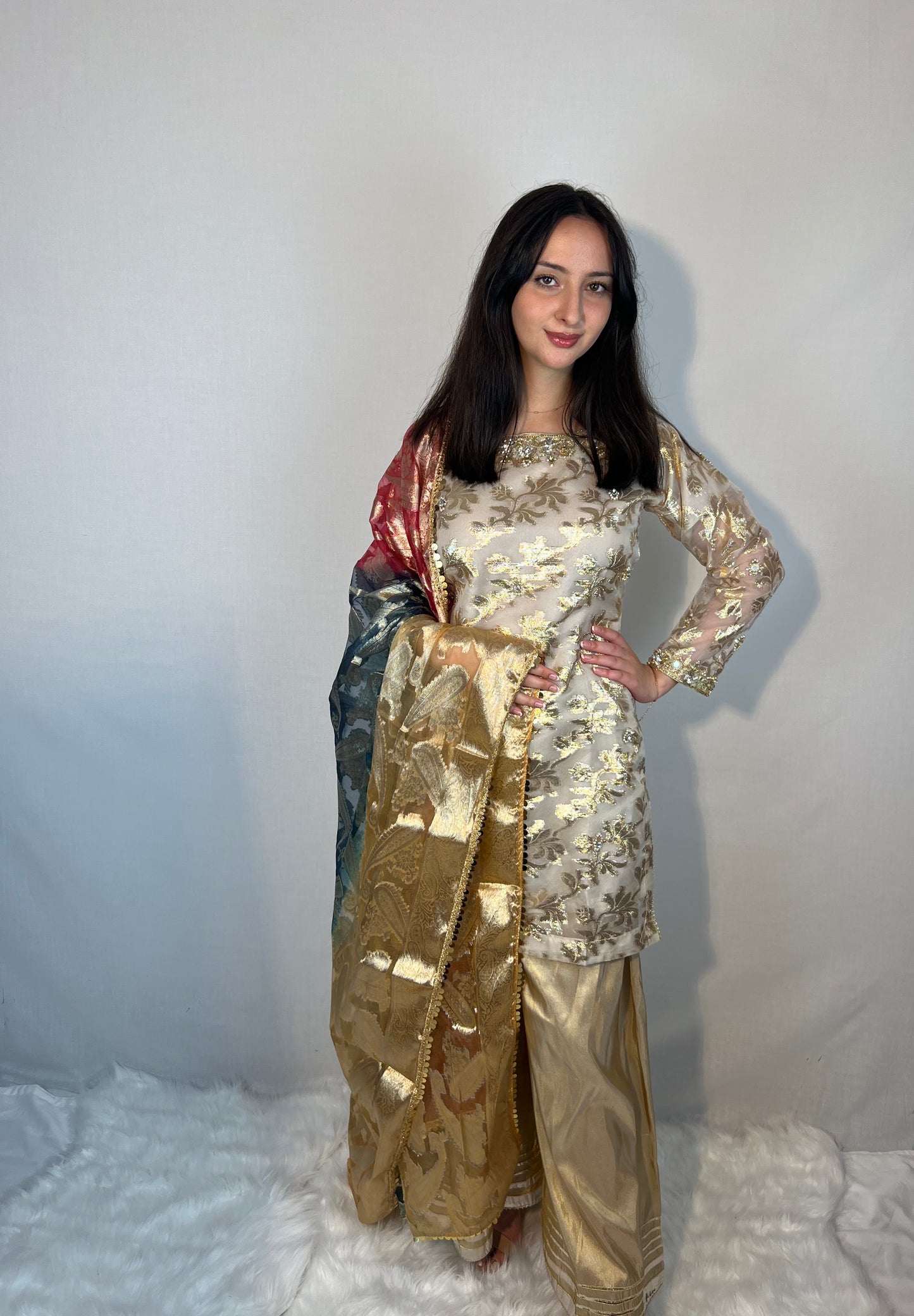 Gold & Multicoloured Sharara