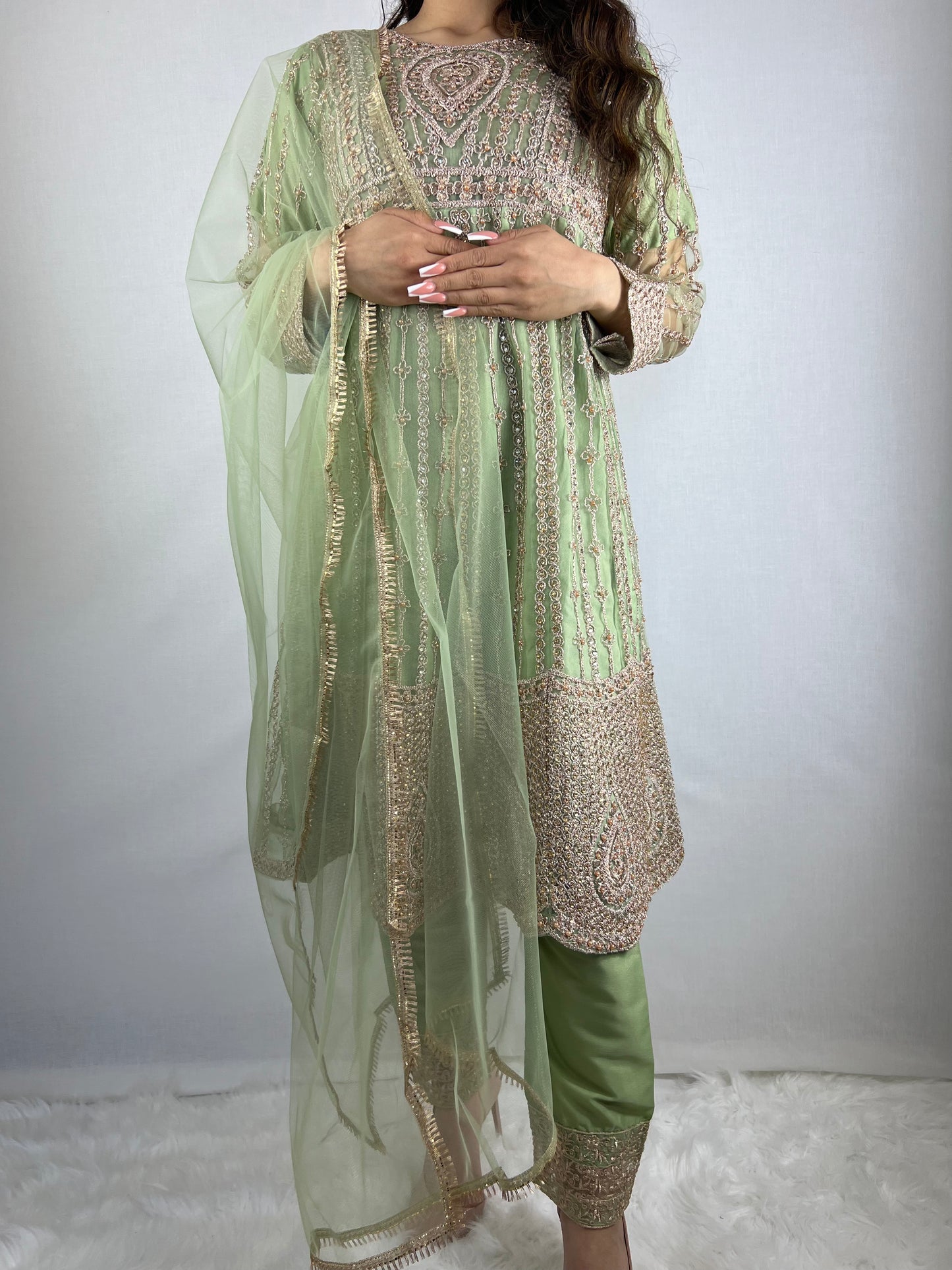 Pastel Green Anarkali Dress