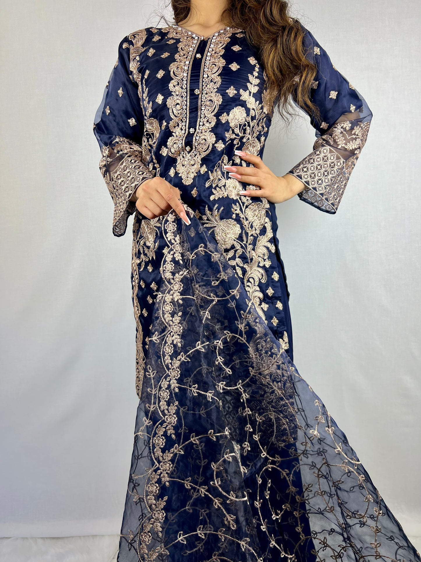 Royal Blue Salwar Kameez Zaari Embroidery