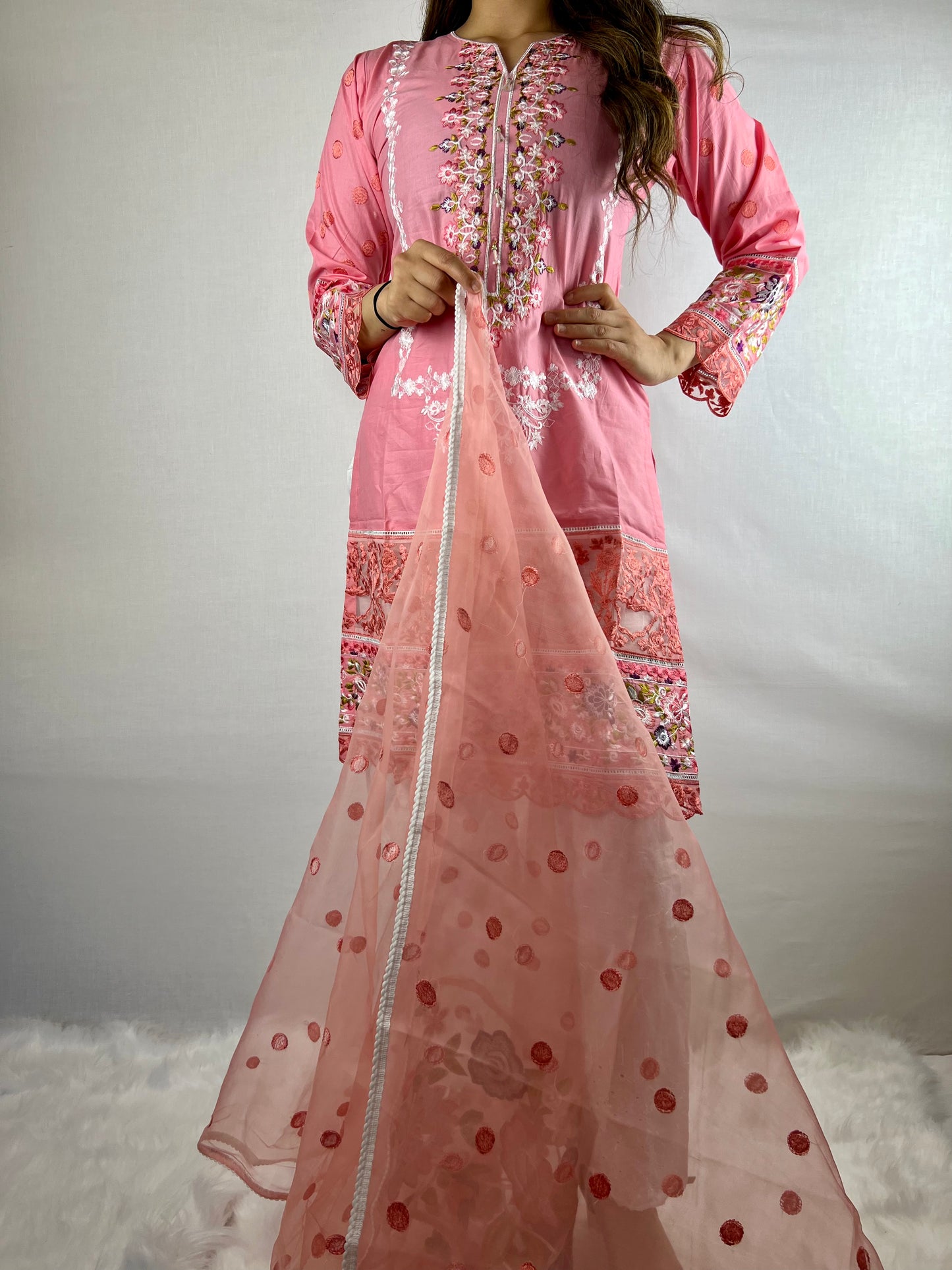 Rose Pink Summer Salwar Suit with Wide Pants
