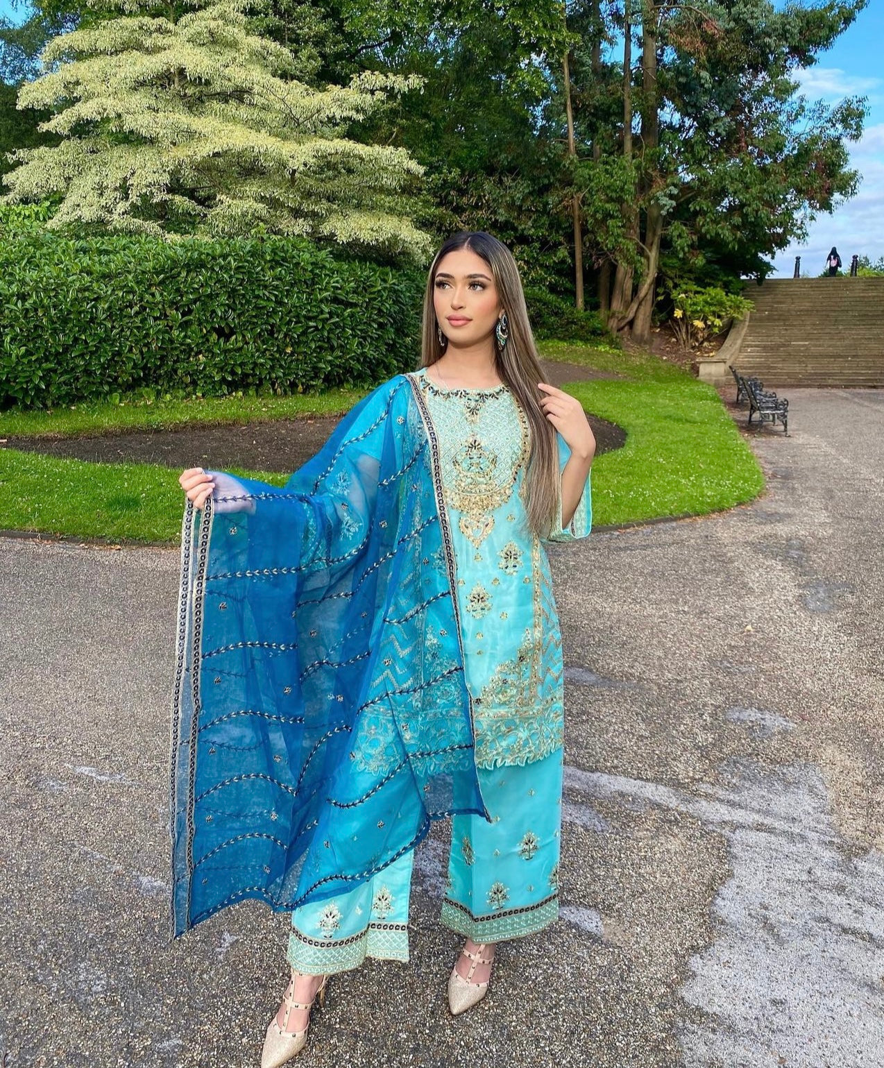 Sky Blue Sharara Suit