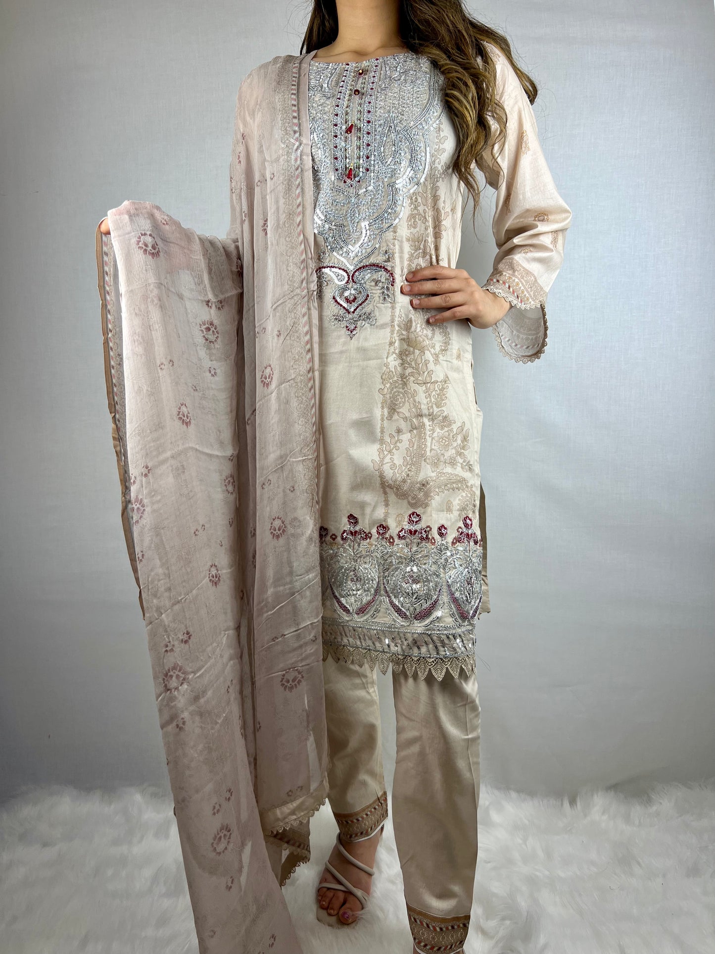 Soft Beige Lawn Suit