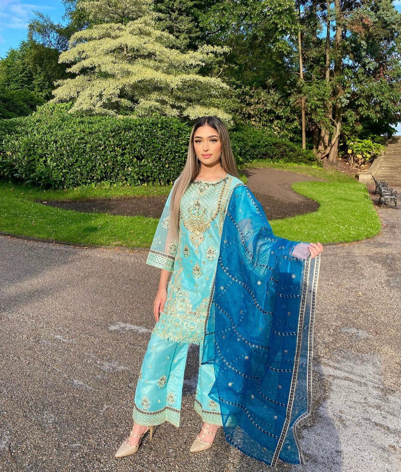 Sky Blue Sharara Suit