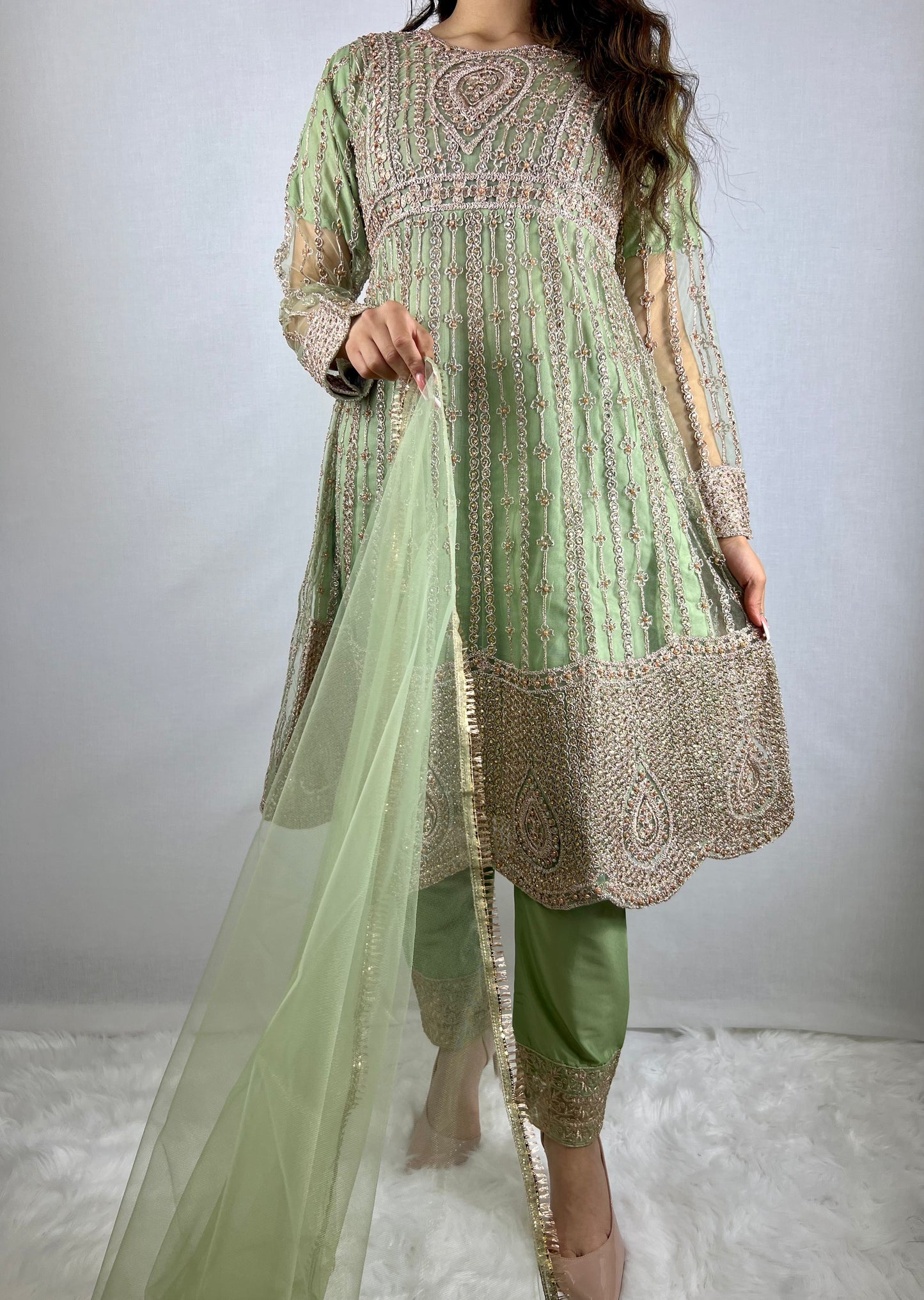 Pastel Green Anarkali Dress