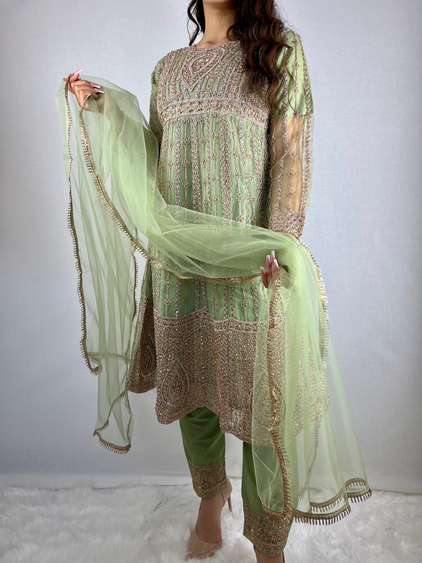Pastel Green Anarkali Dress