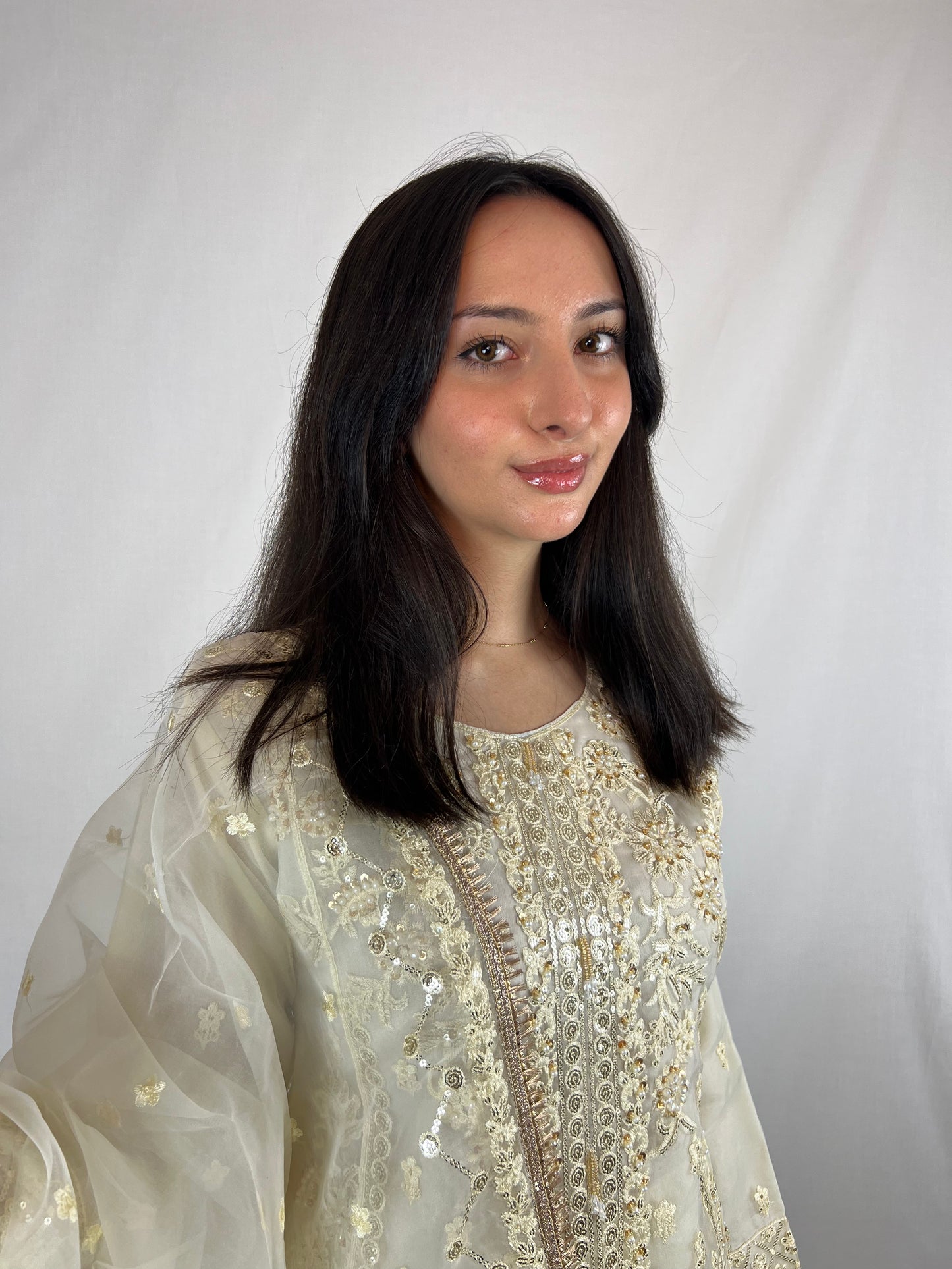 Cream Embroidered Sharara