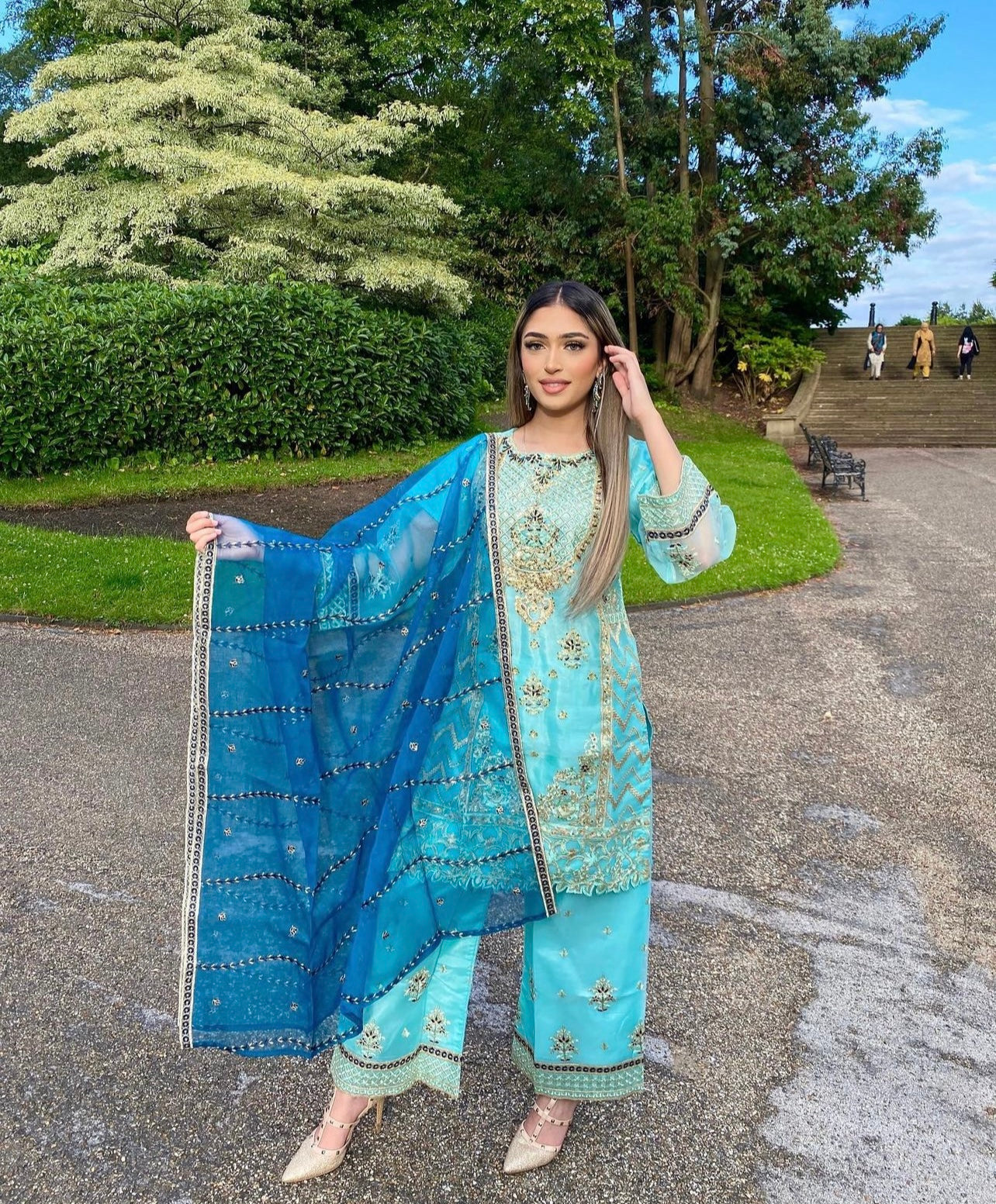 Sky Blue Sharara Suit