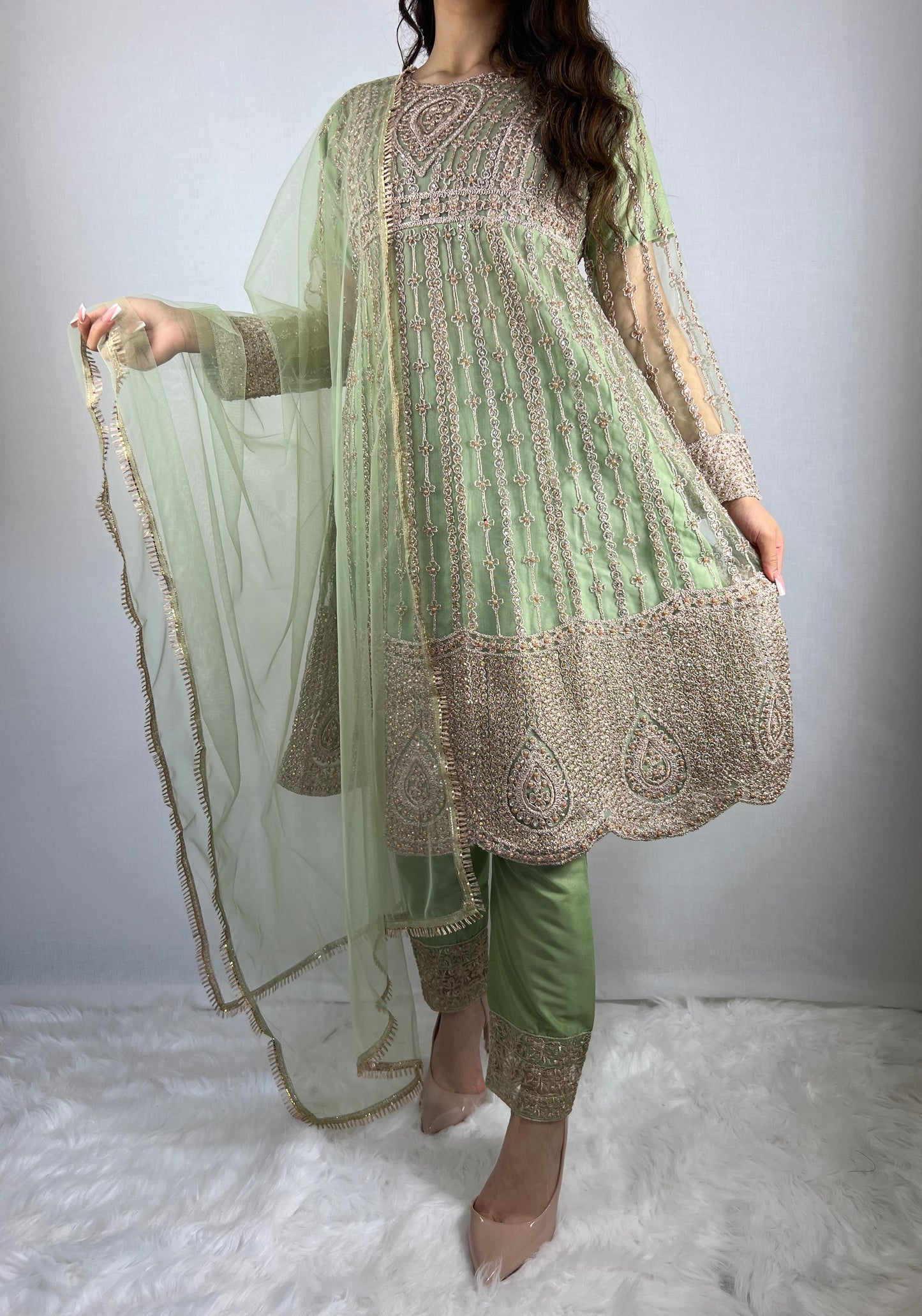 Pastel Green Anarkali Dress