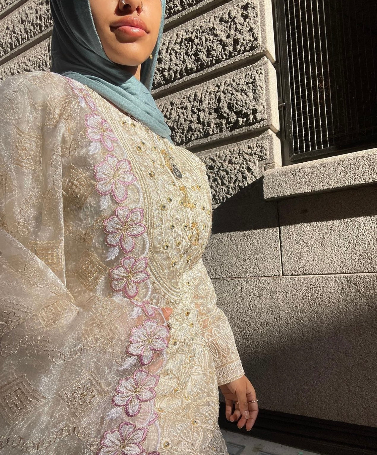 Angel White Salwar Kameez With Floral Dupatta