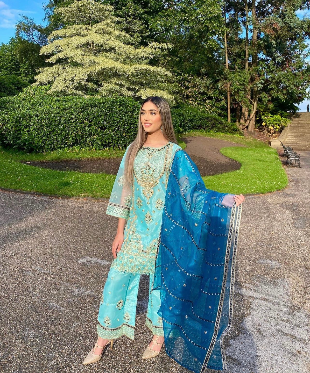 Sky Blue Sharara Suit