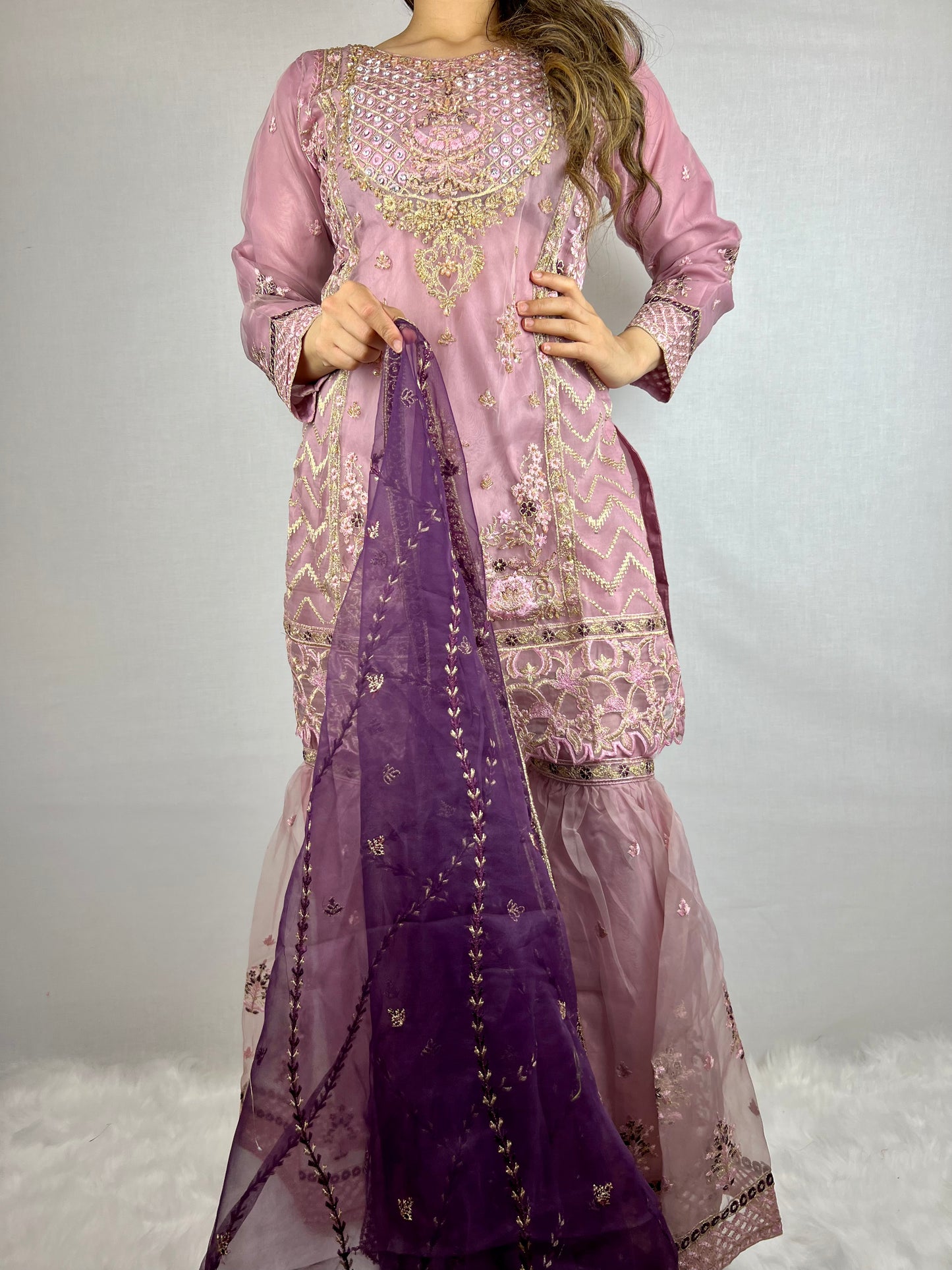 Pink & Purple Sharara Suit
