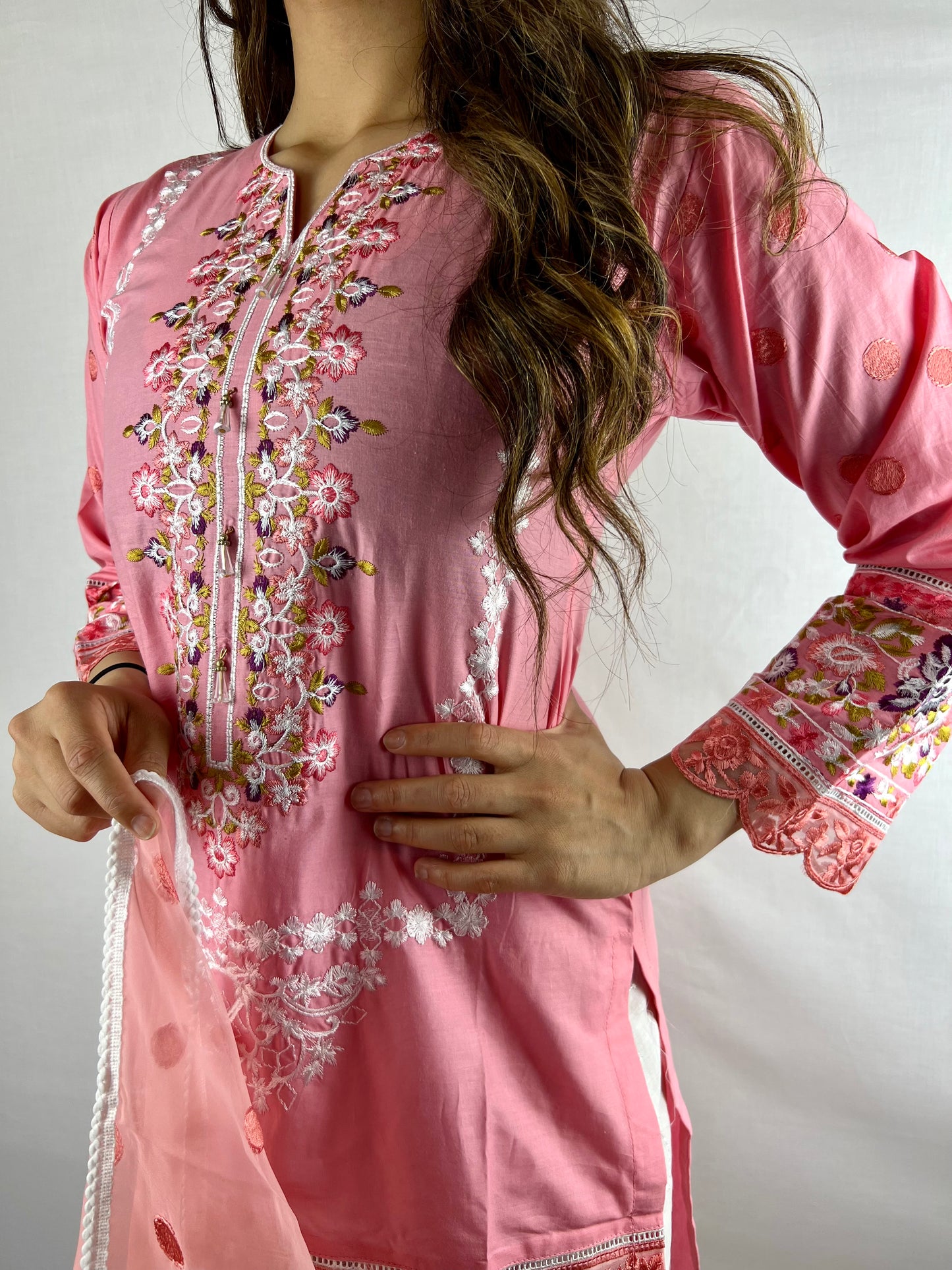 Rose Pink Summer Salwar Suit with Wide Pants