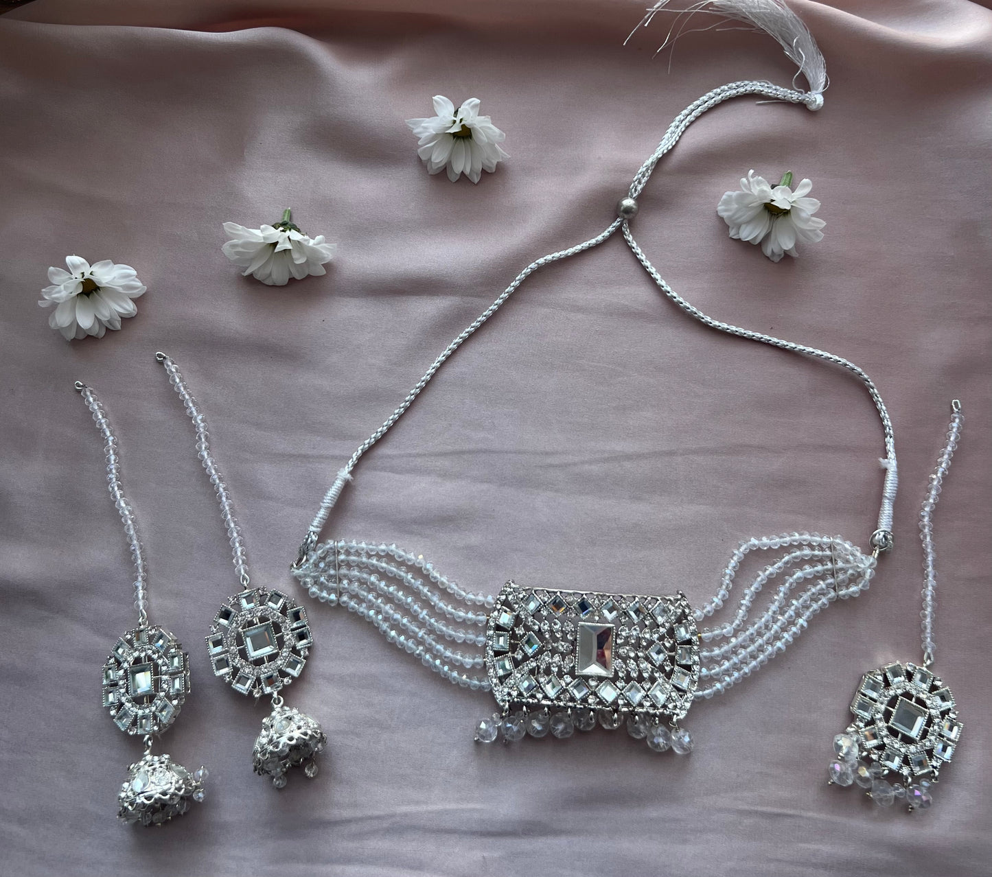 Silver & White Jewellery Set