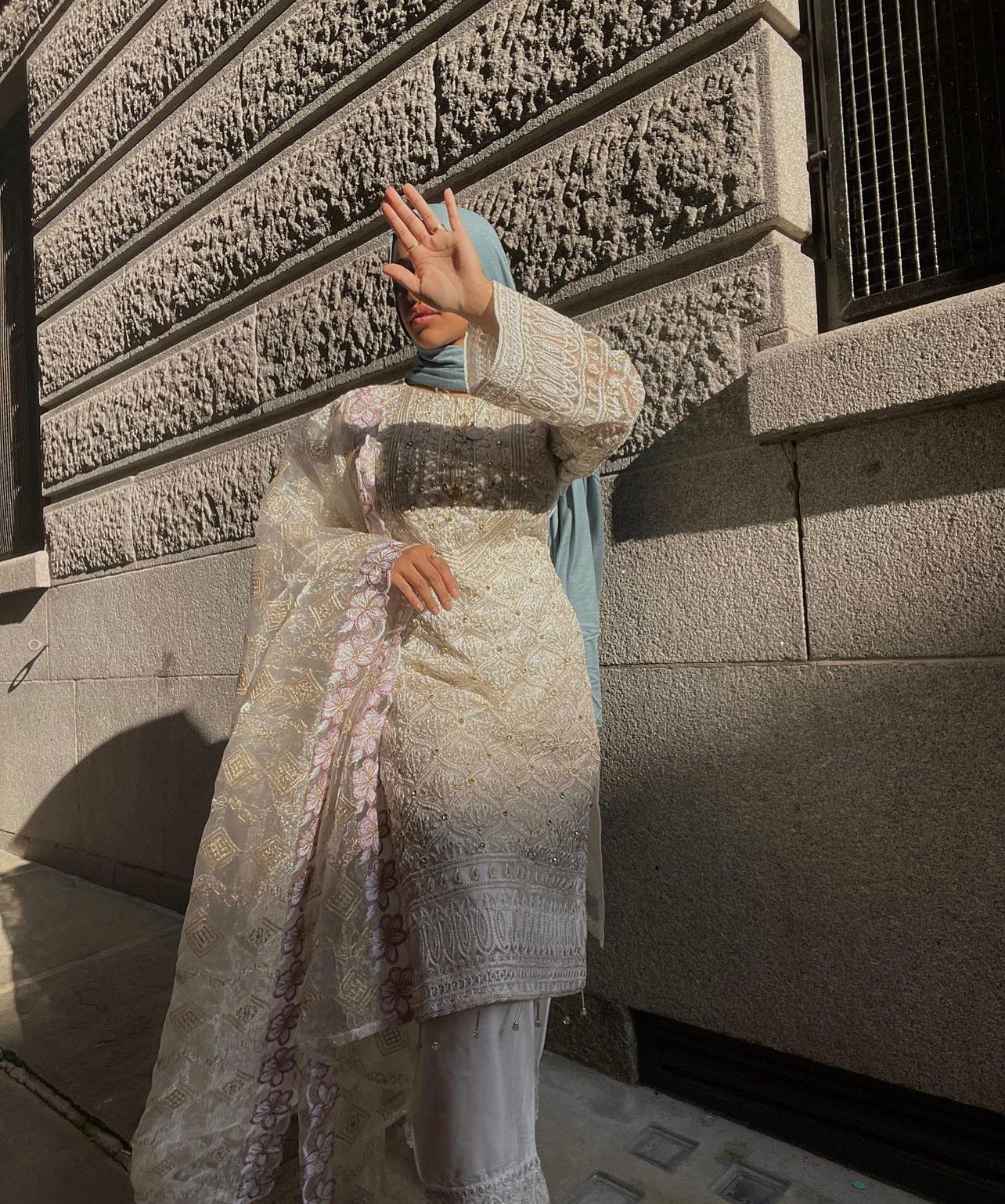 Angel White Salwar Kameez With Floral Dupatta