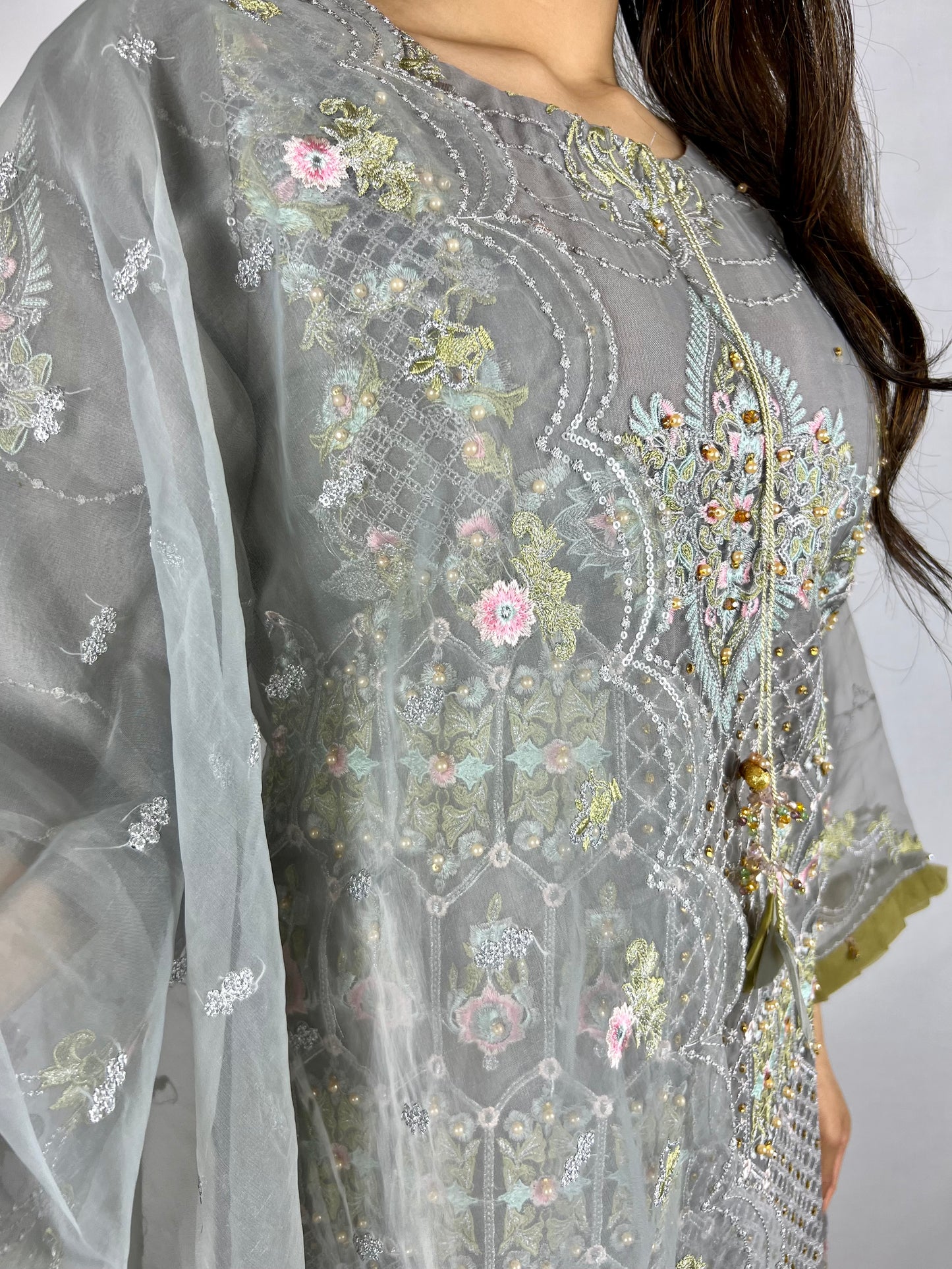 Floral Grey Embroidery Lawn Suit