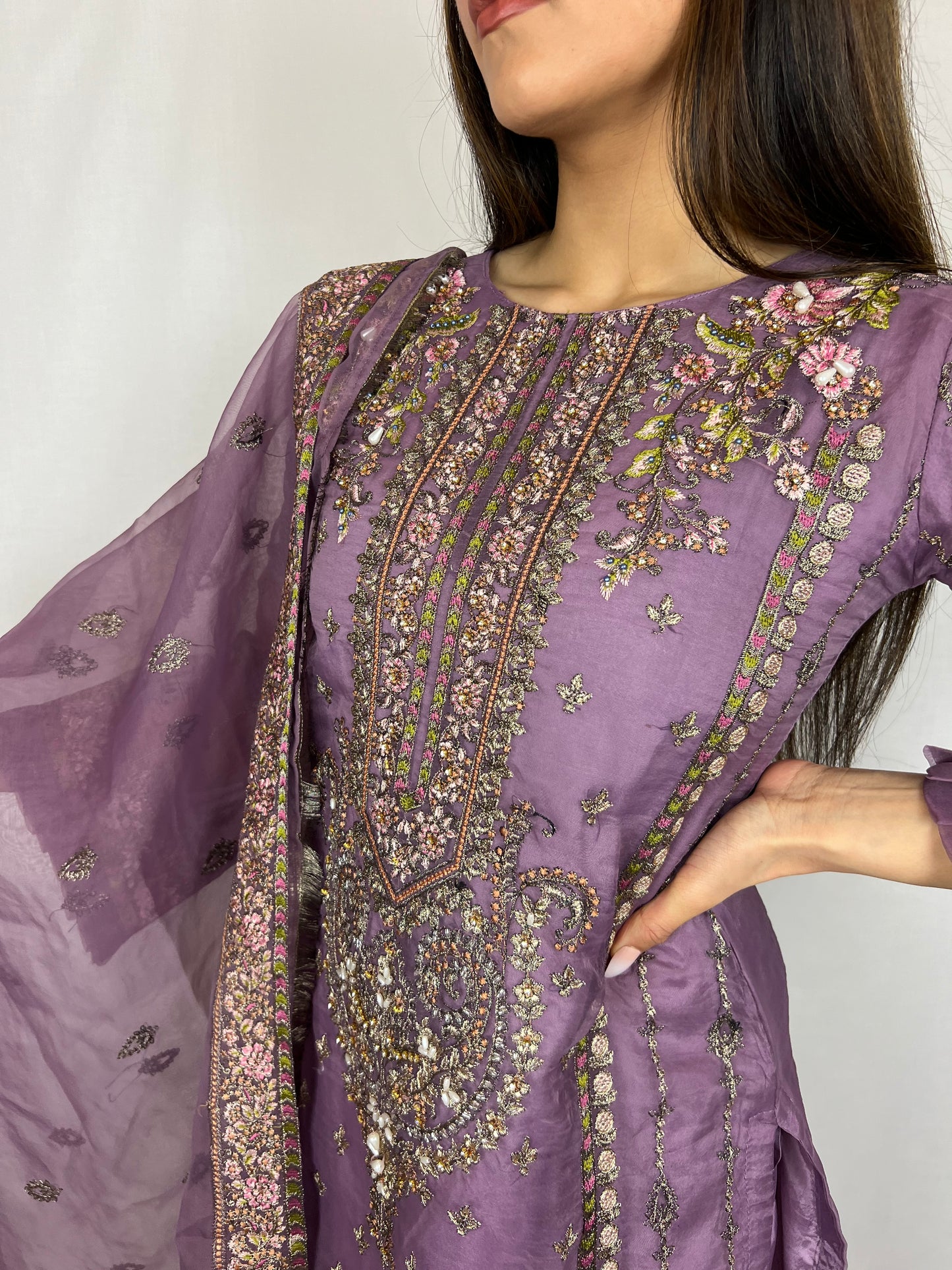 Orchid Purple Straight Cut Salwar Kameez