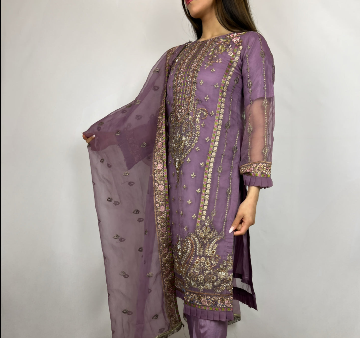 Orchid Purple Straight Cut Salwar Kameez