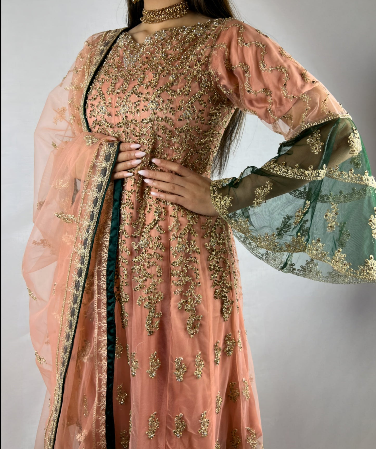Peach Georgette Anarkali Dress