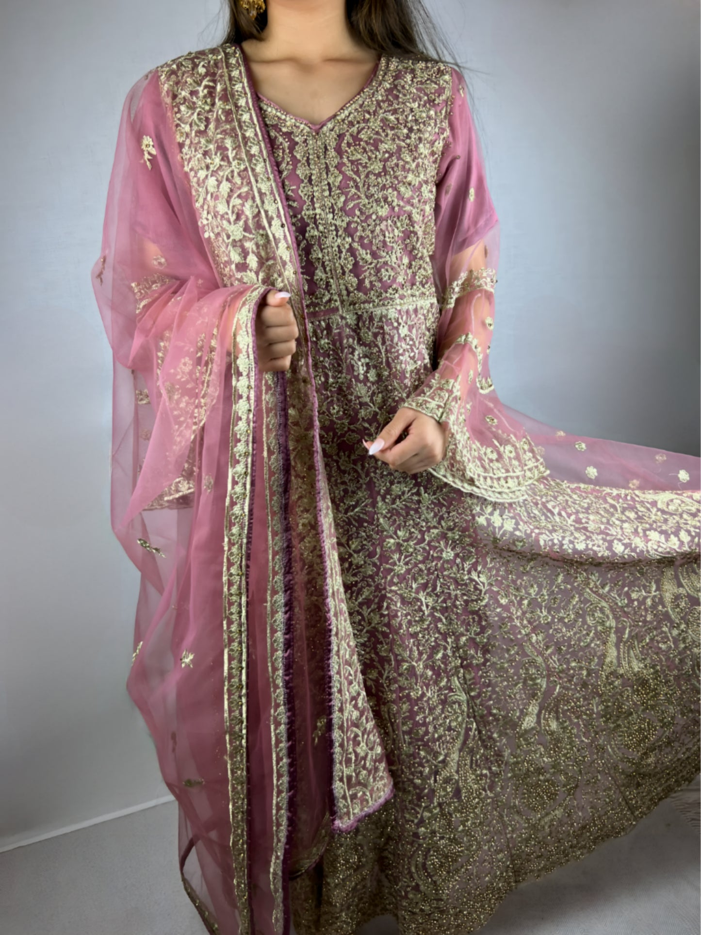 Dark Mauve Anarkali Suit With Heavy Embroidery