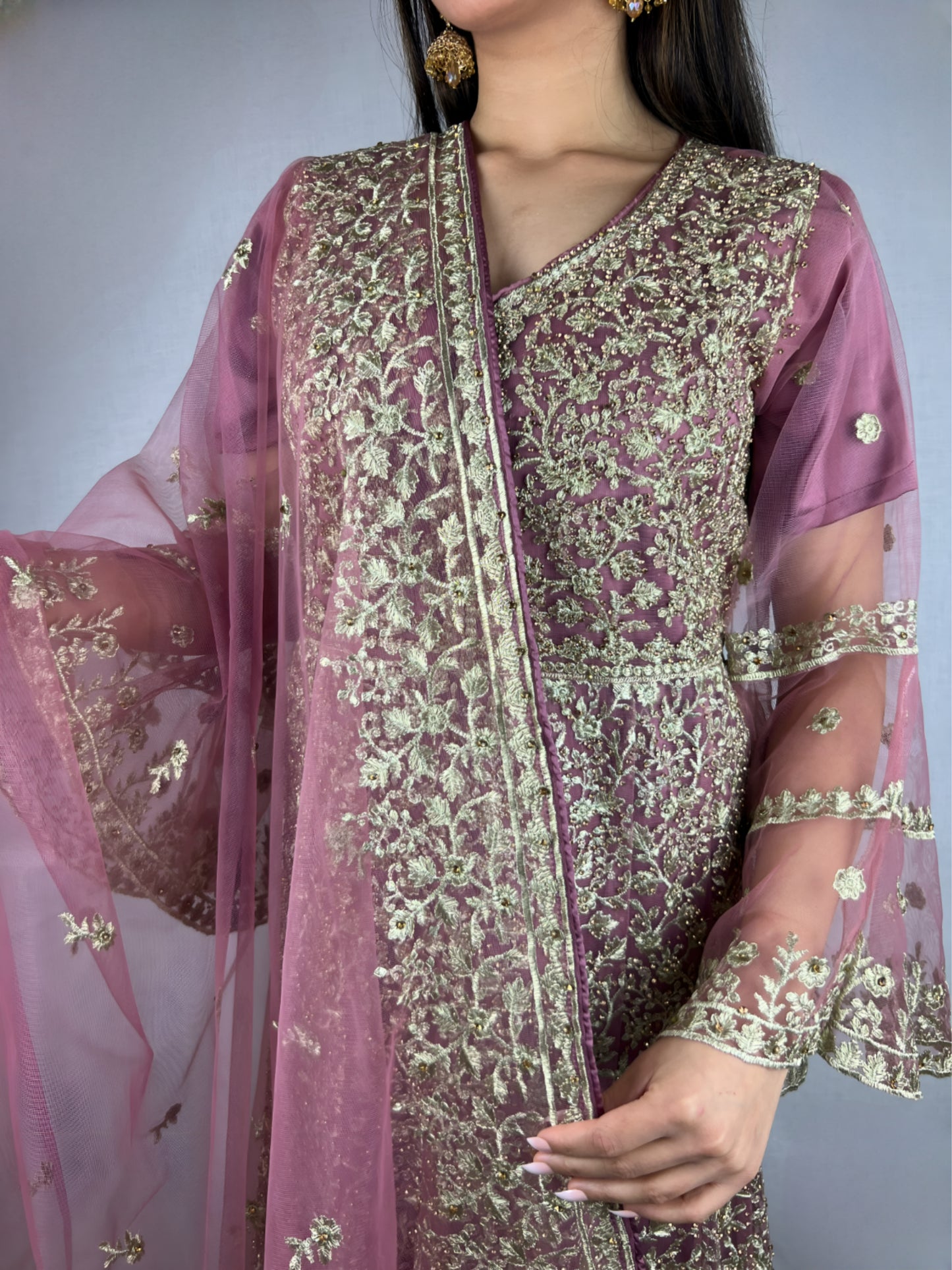 Dark Mauve Anarkali Suit With Heavy Embroidery