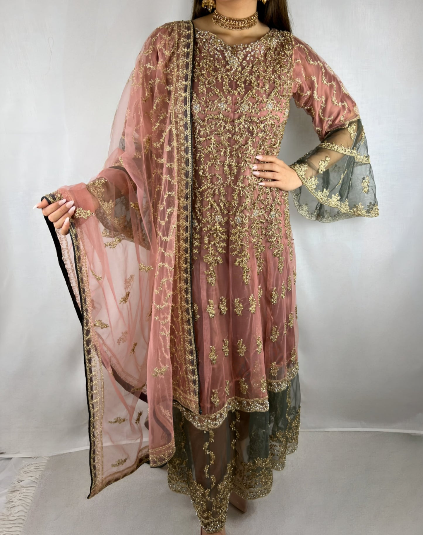 Mauve Pink Georgette Anarkali Dress
