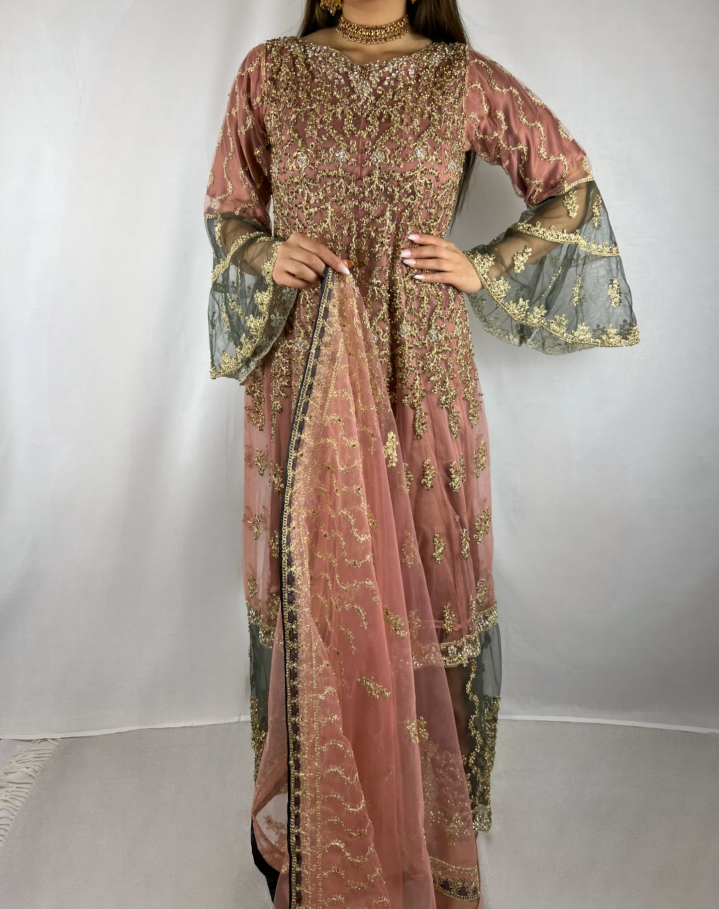 Mauve Pink Georgette Anarkali Dress